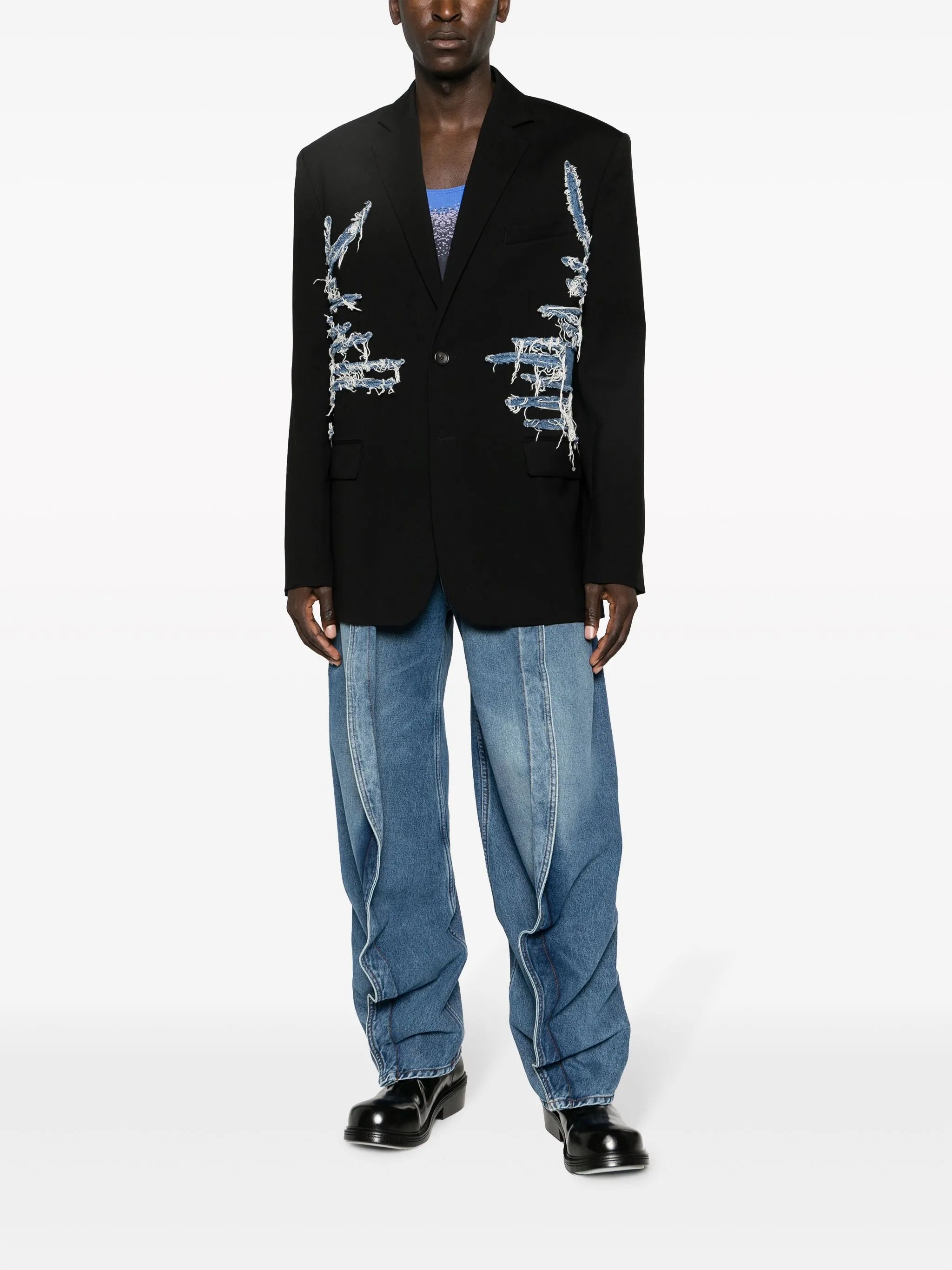 logo-patch organic cotton wide-leg jeans