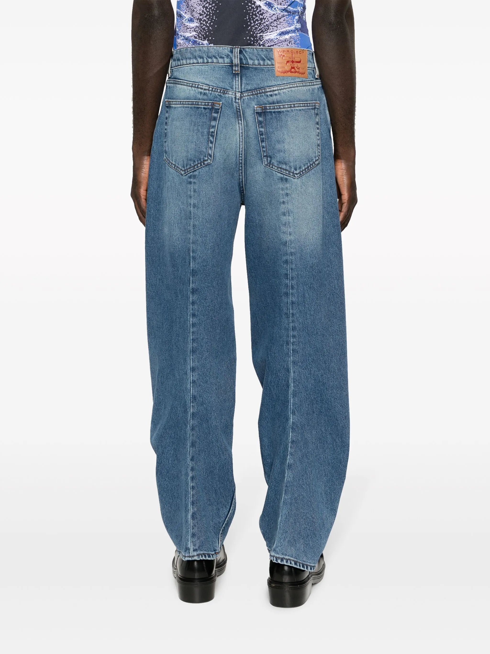 logo-patch organic cotton wide-leg jeans