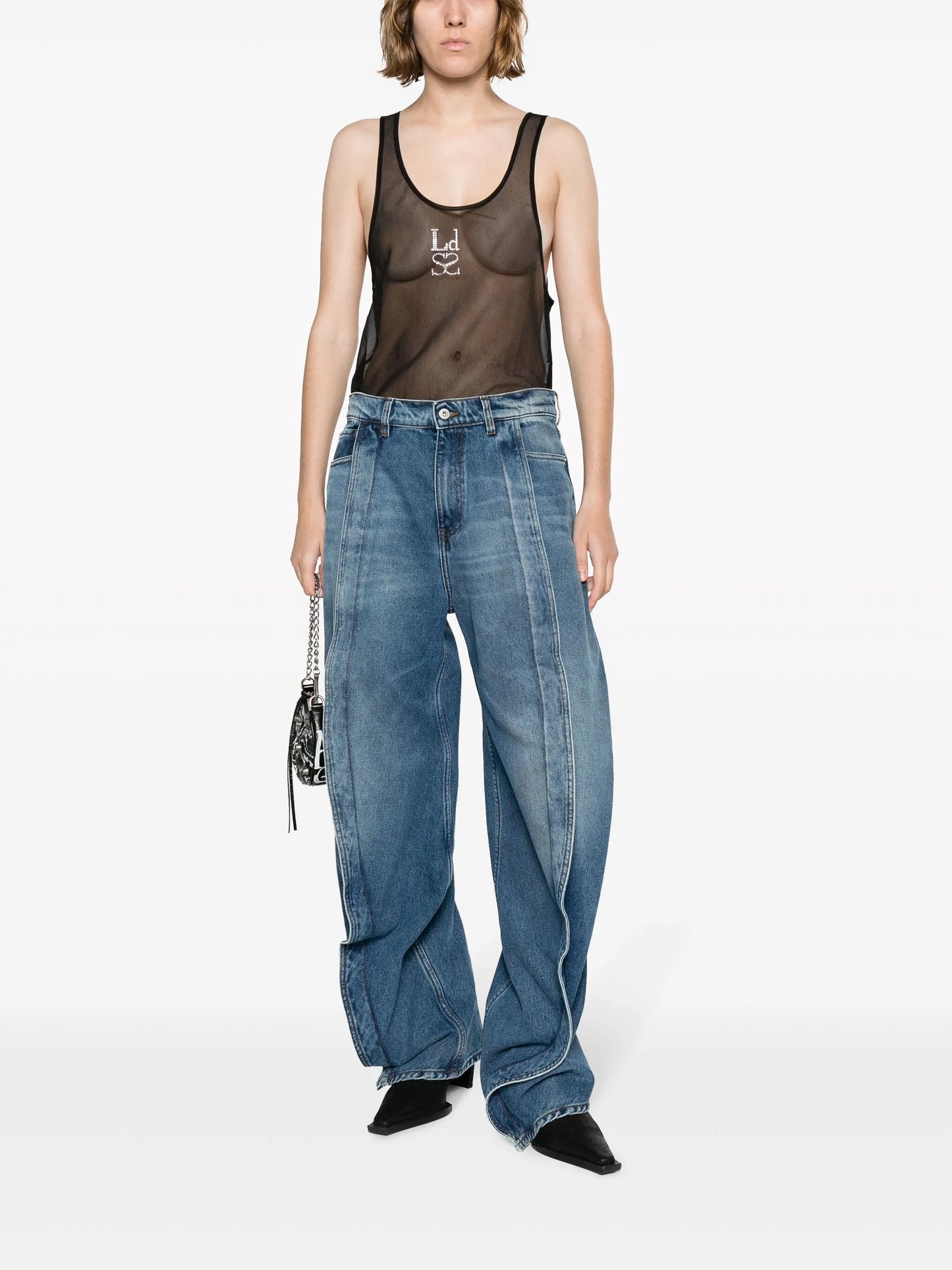 logo-patch organic cotton wide-leg jeans