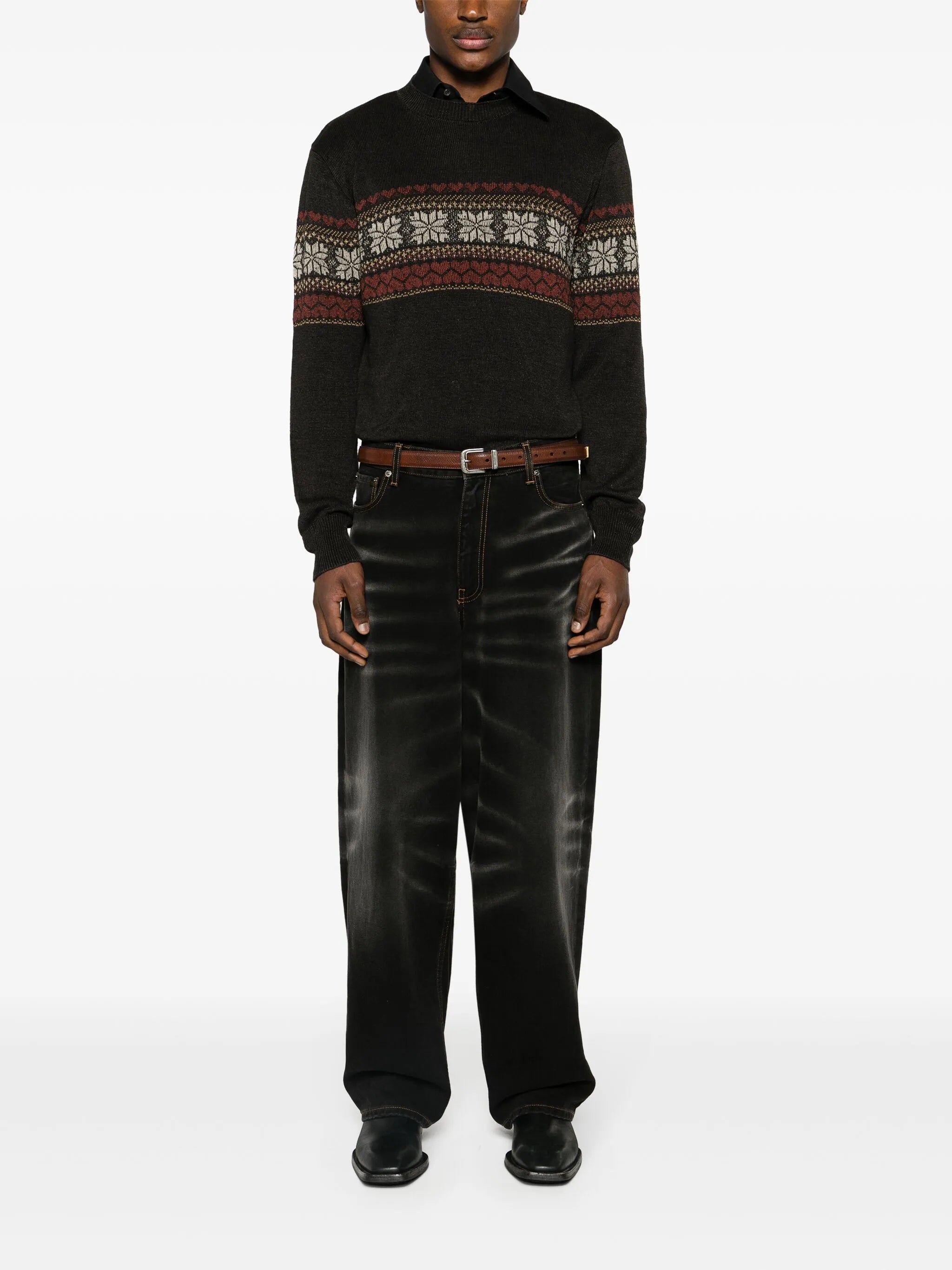 patterned intarsia-knit jumper