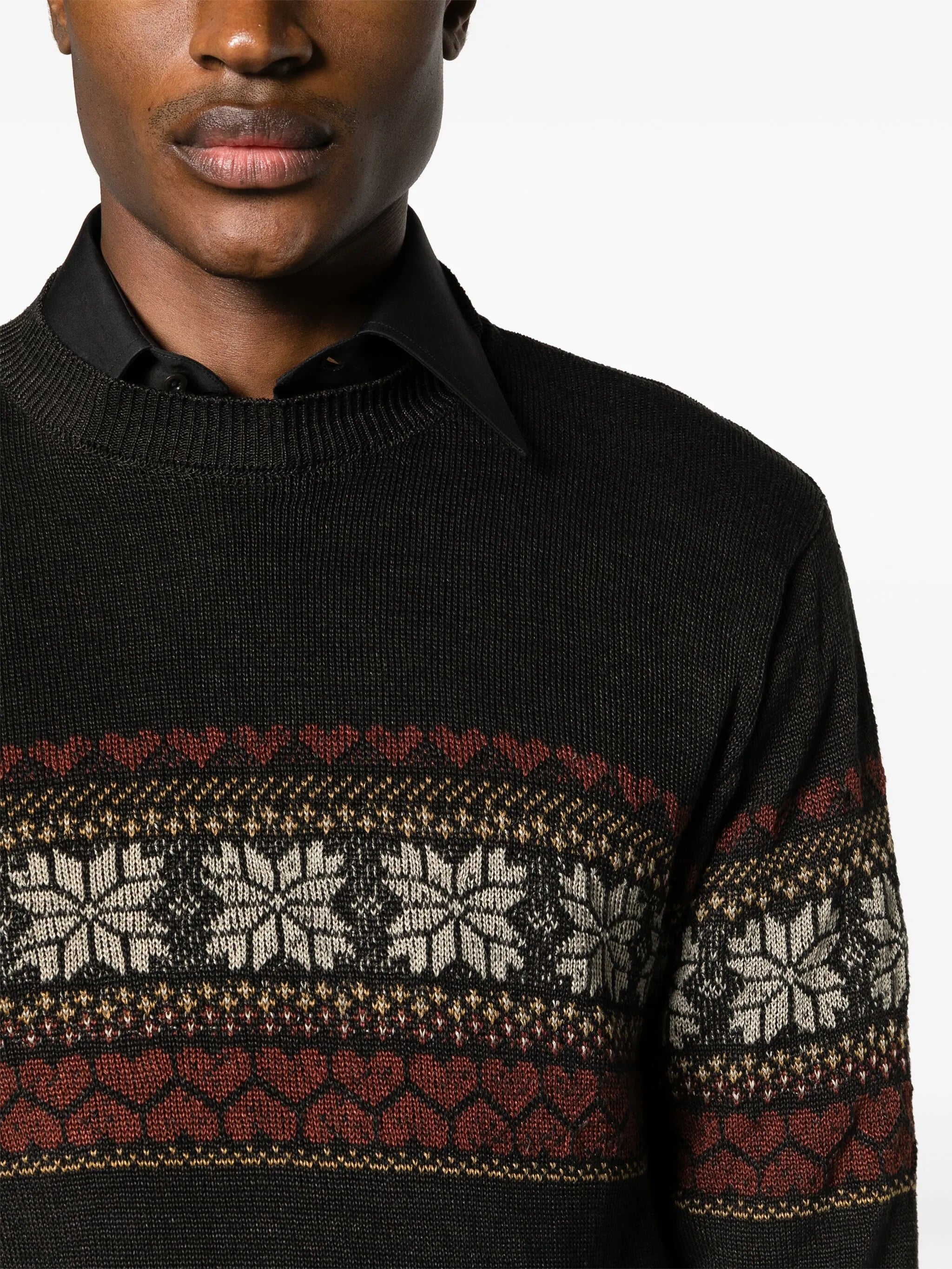 patterned intarsia-knit jumper