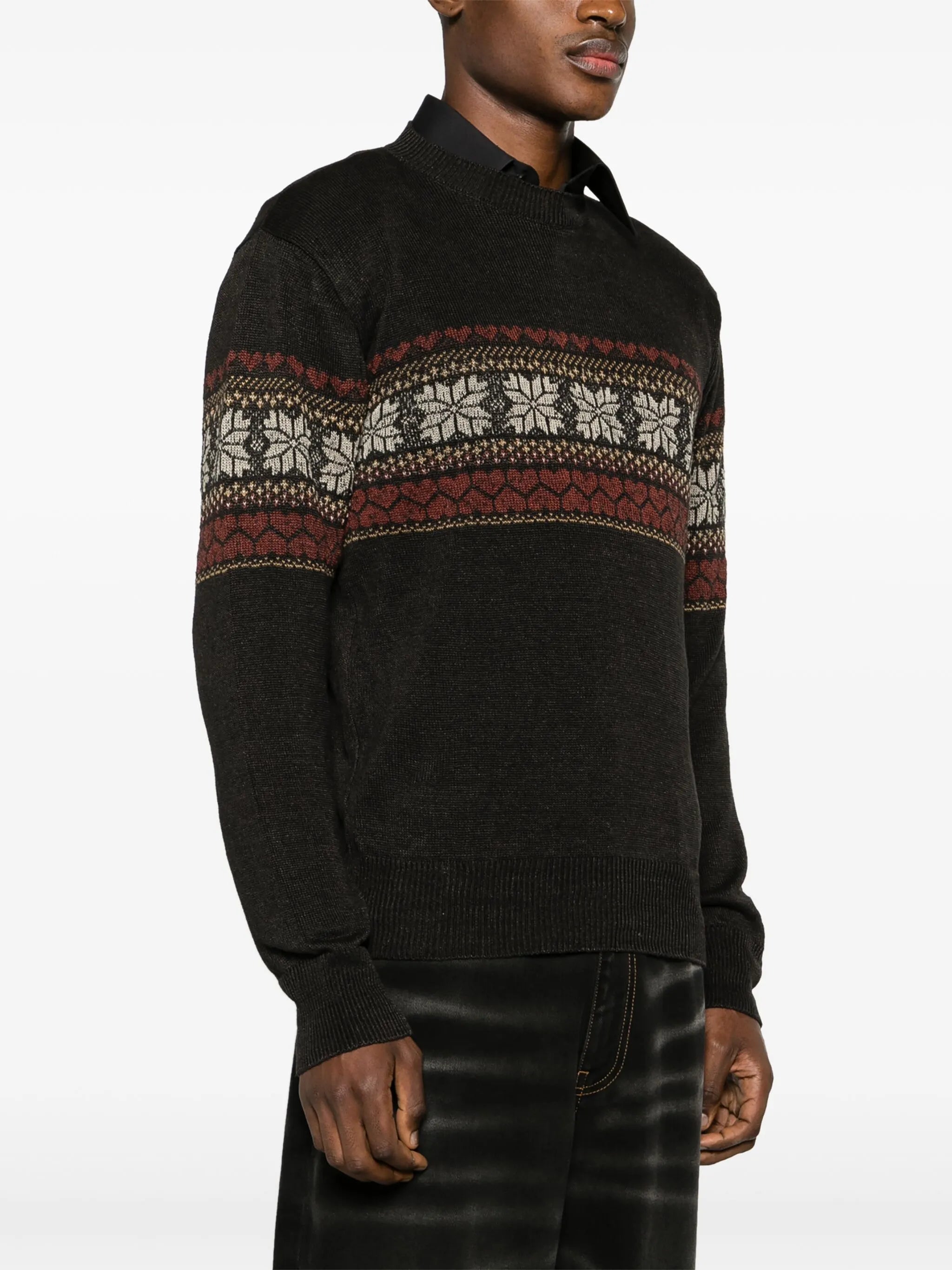 patterned intarsia-knit jumper