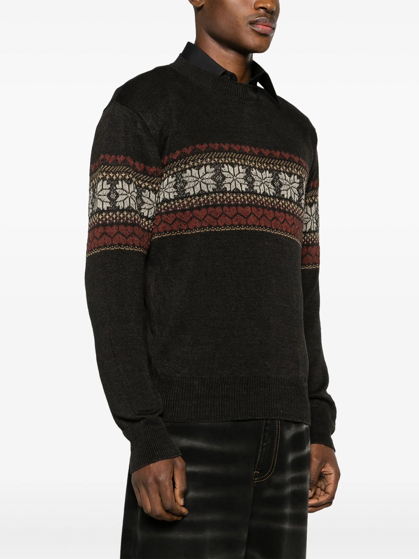 patterned intarsia-knit jumper