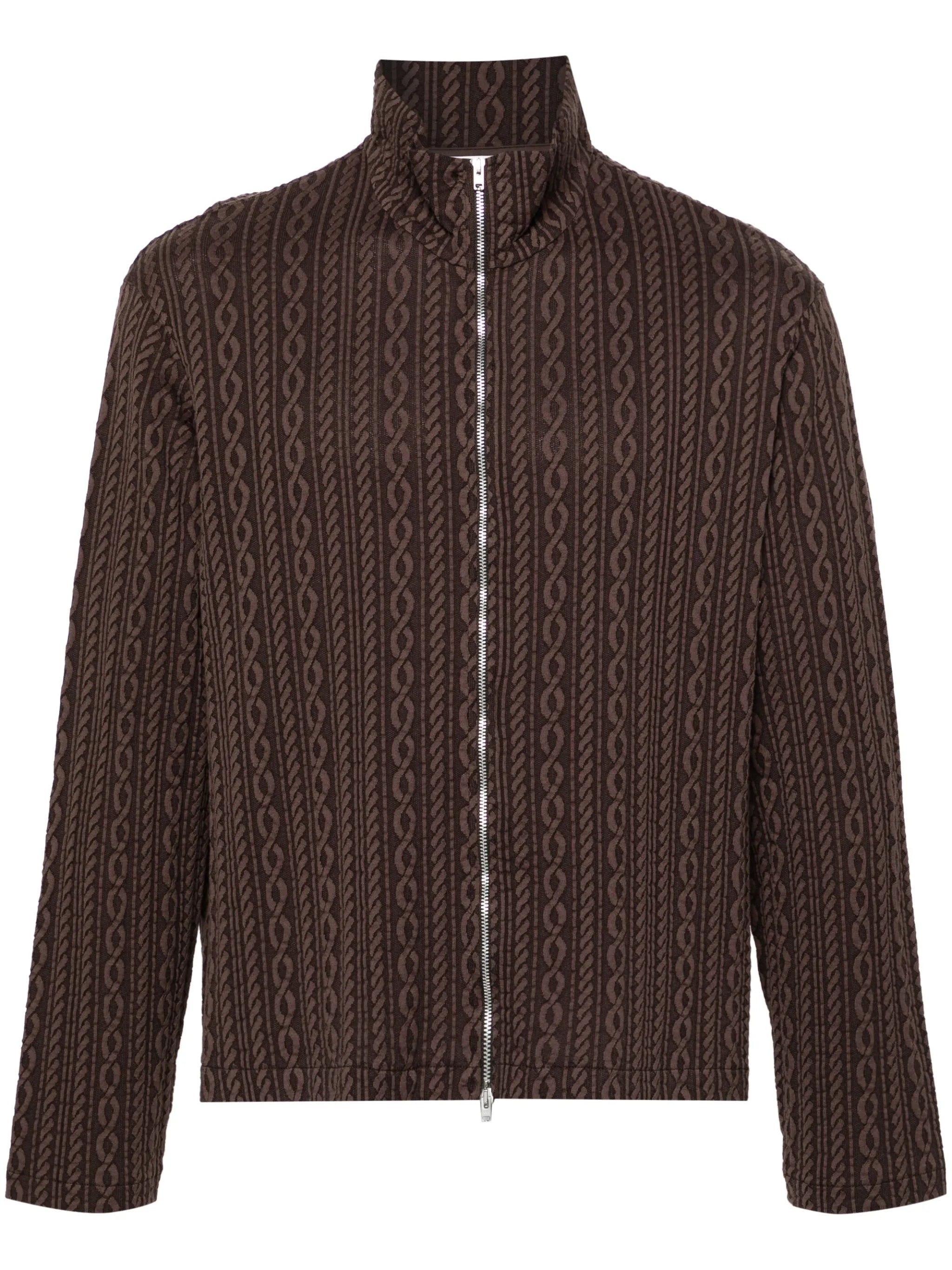 Shrunken jacquard cardigan