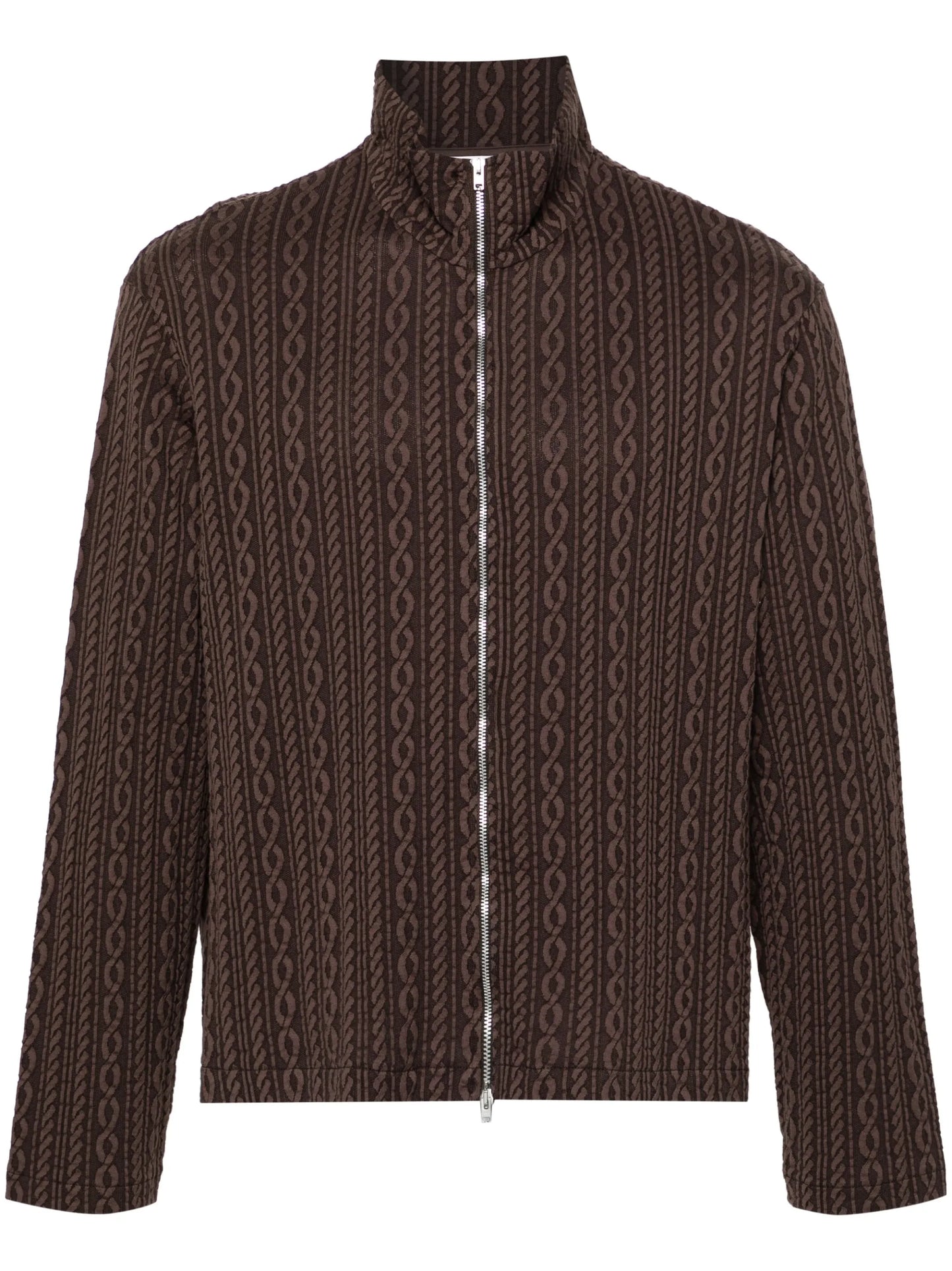 Shrunken jacquard cardigan