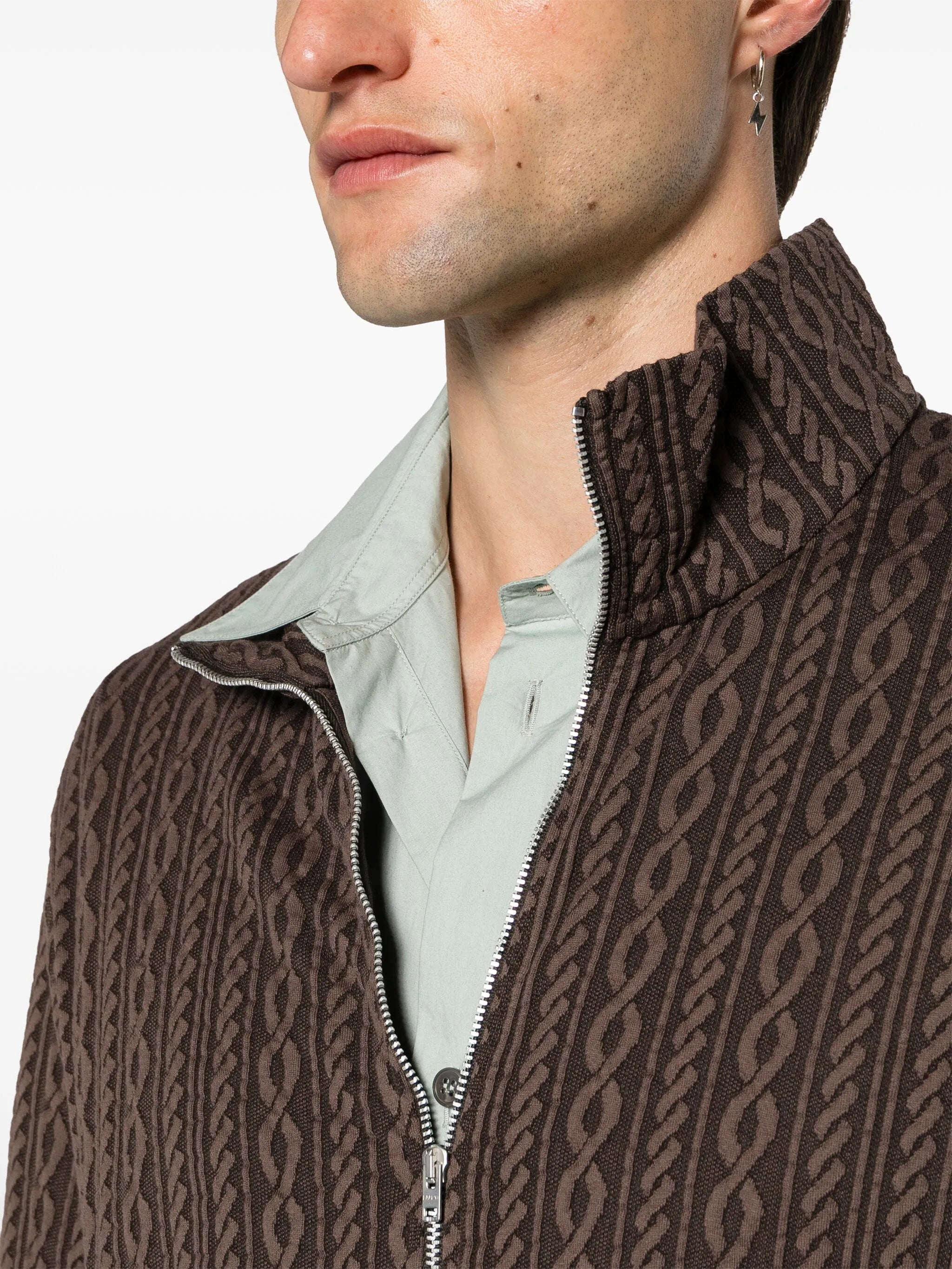 Shrunken jacquard cardigan