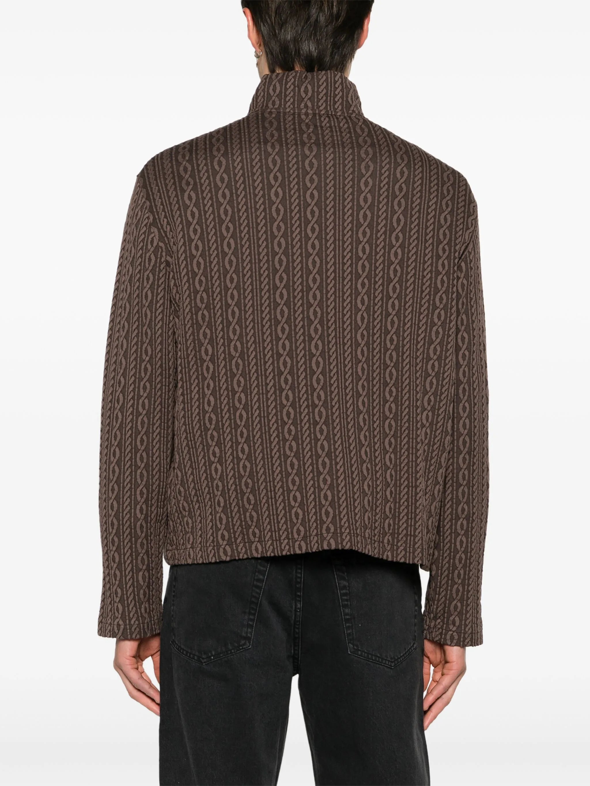 Shrunken jacquard cardigan