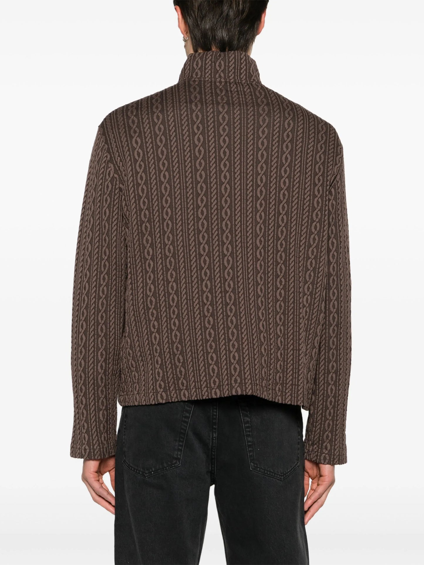 Shrunken jacquard cardigan