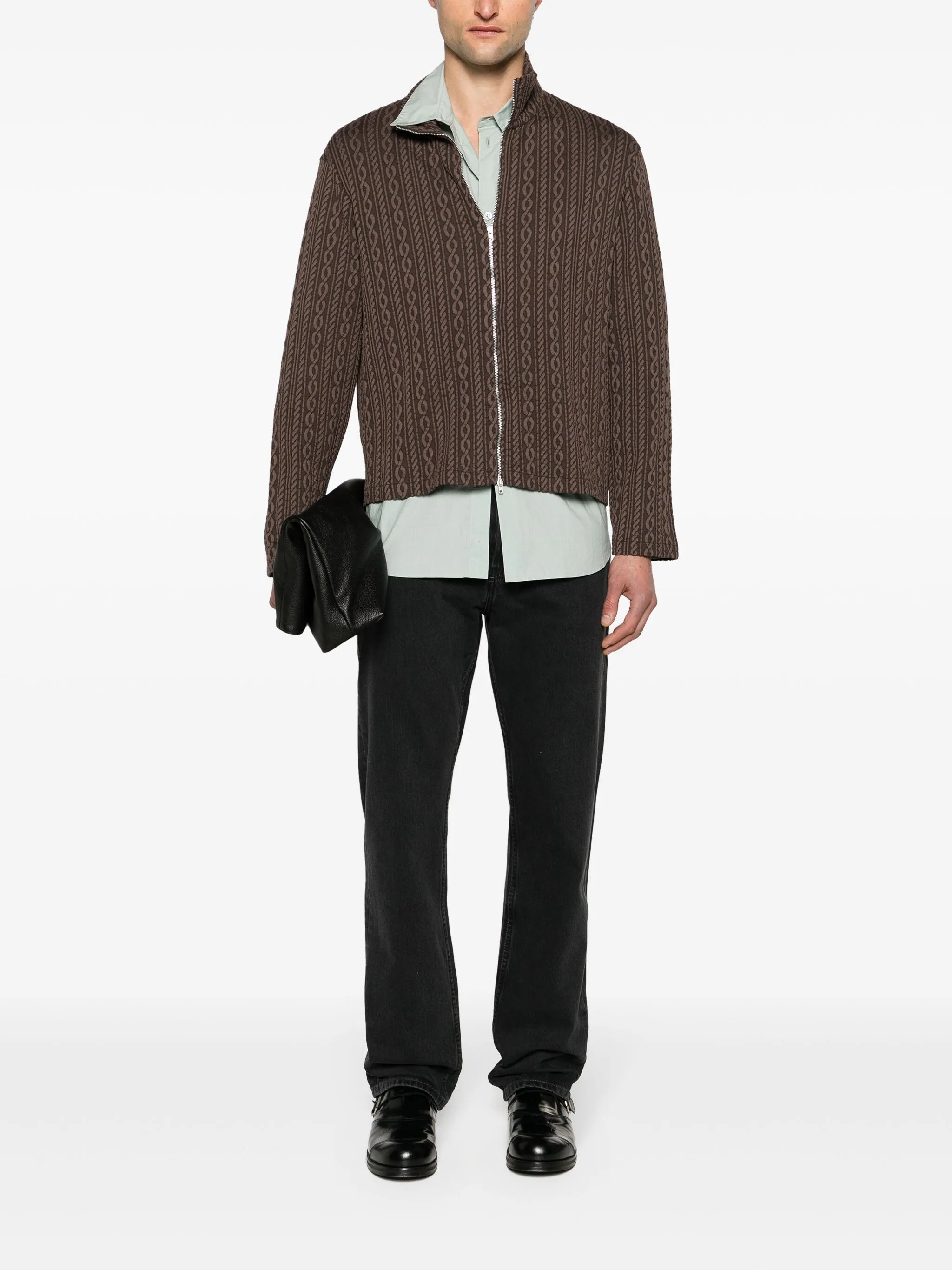 Shrunken jacquard cardigan