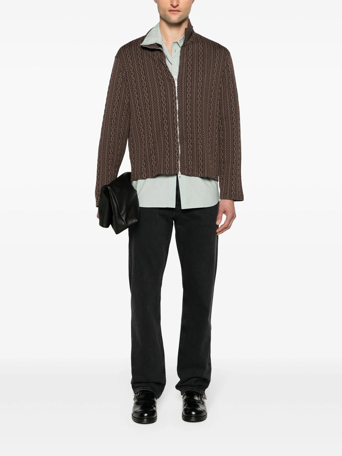 Shrunken jacquard cardigan