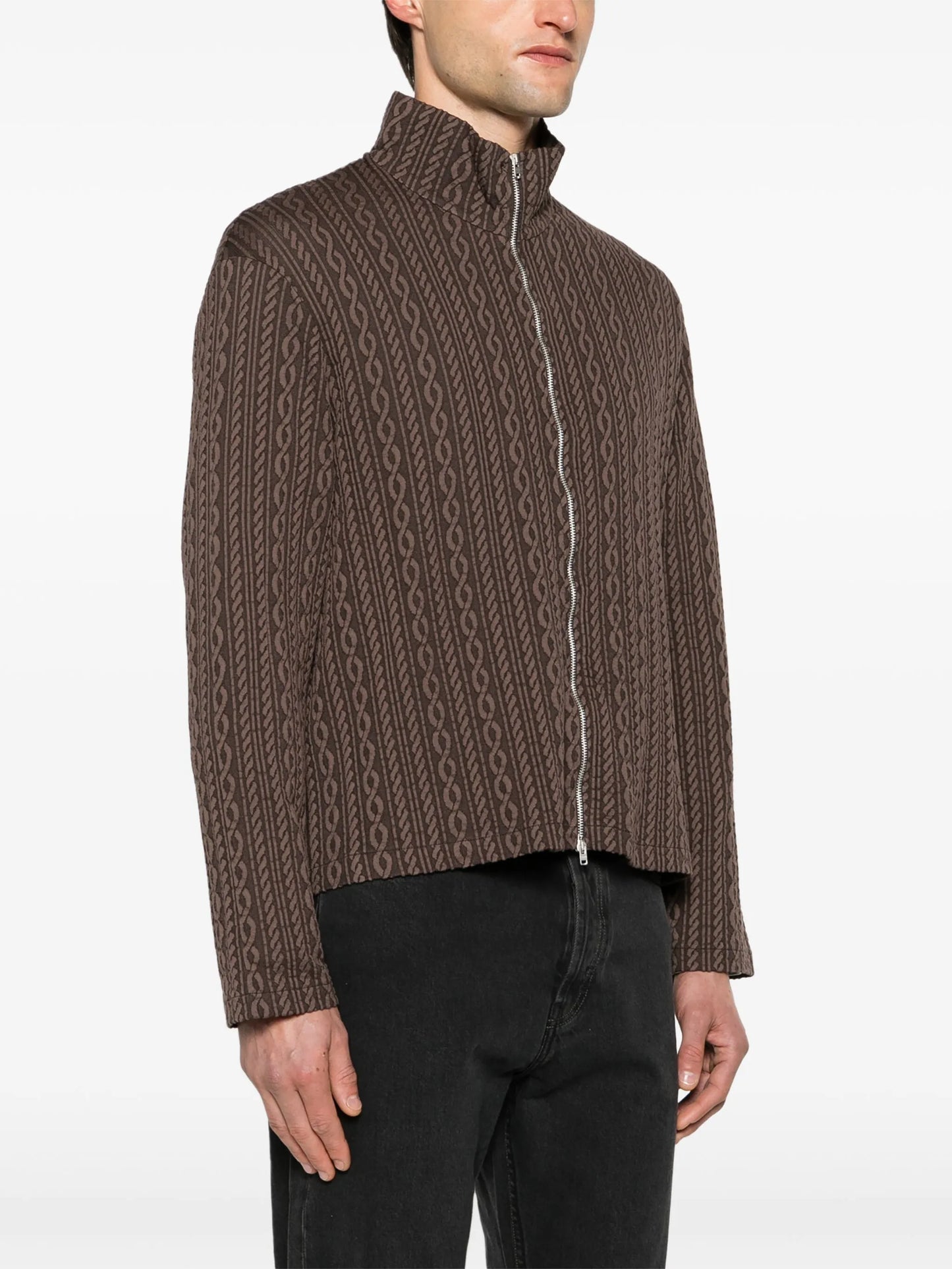 Shrunken jacquard cardigan