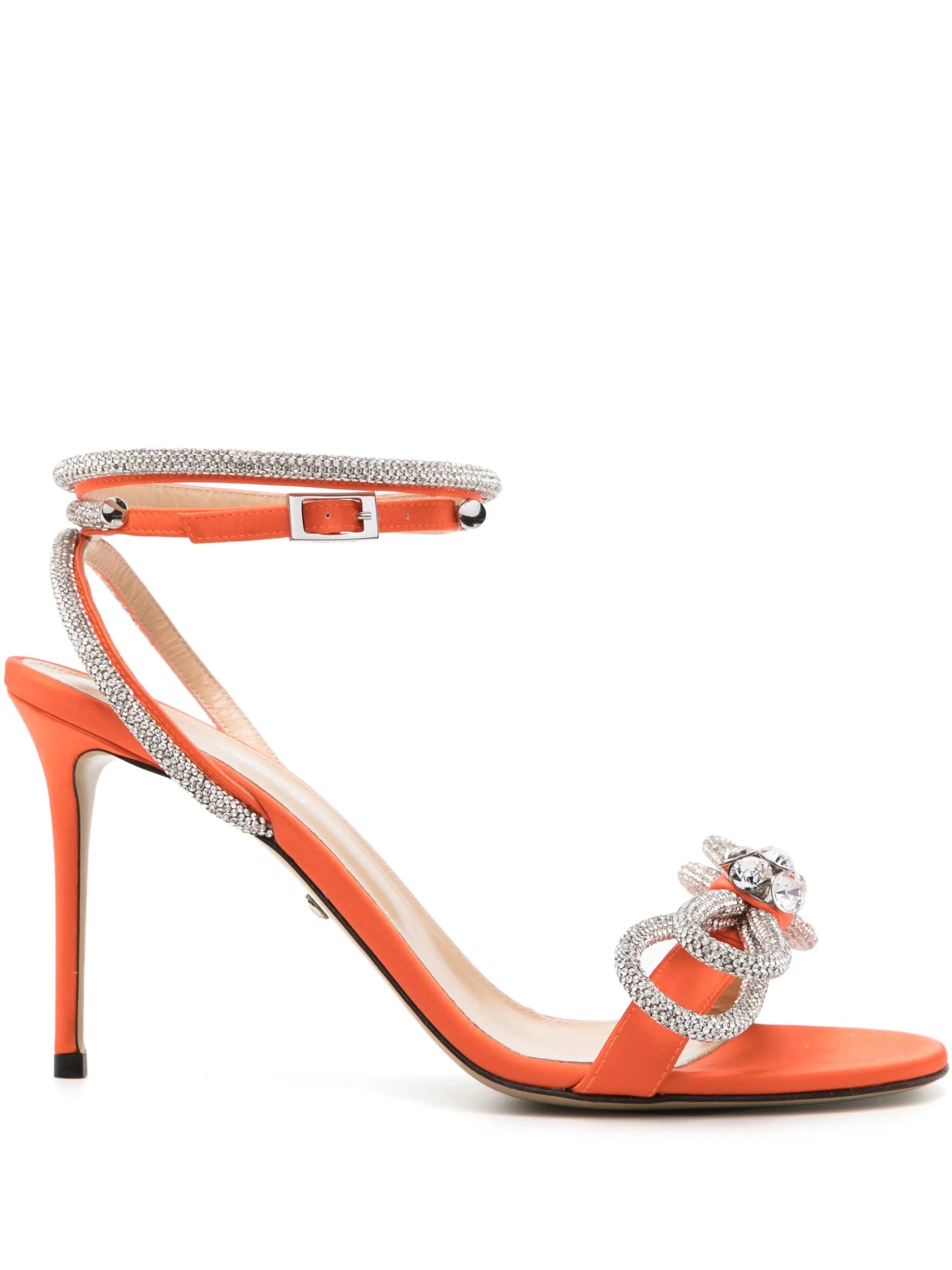 Double Bow 95mm crystal-embellished sandals