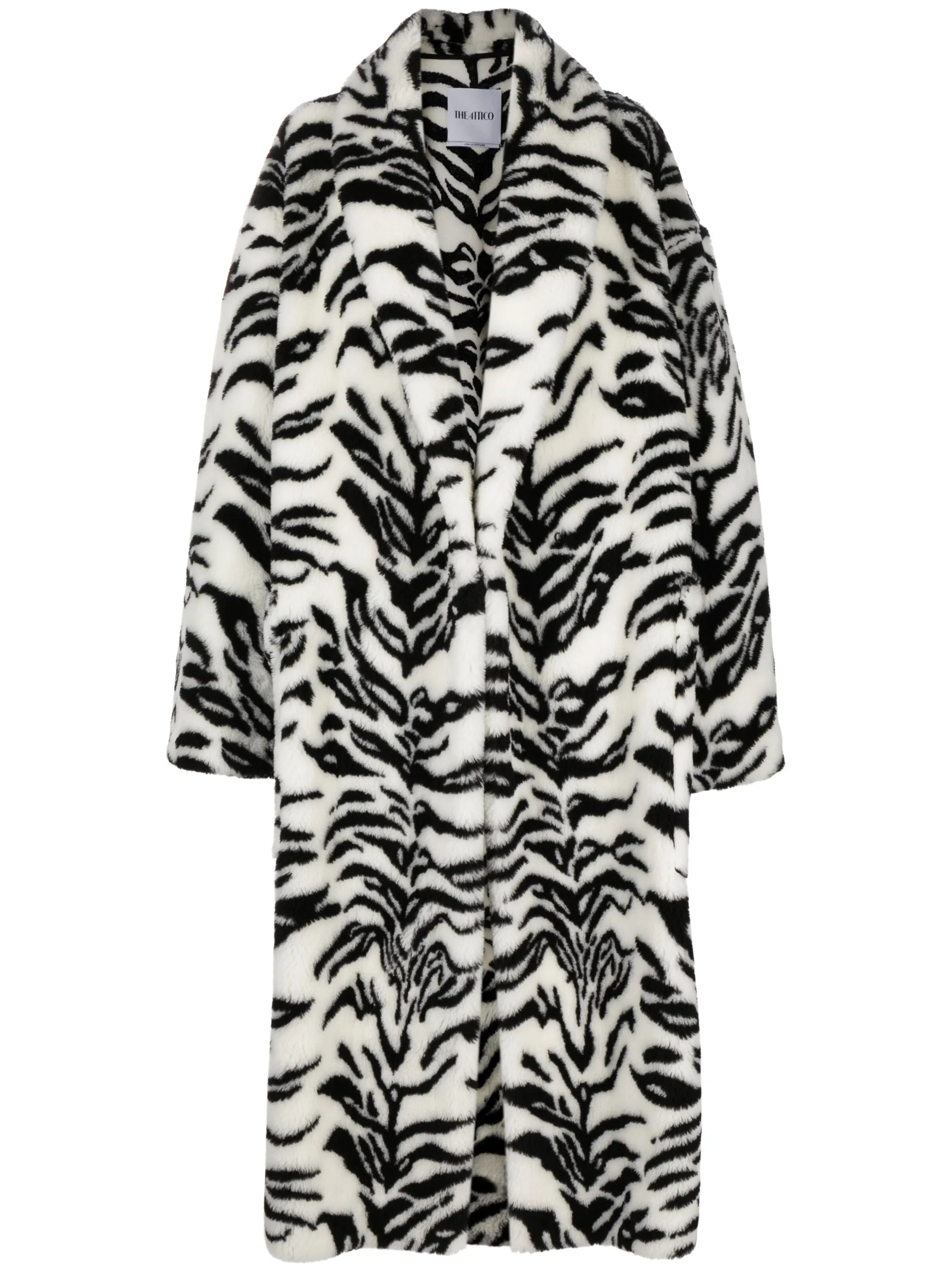 zebra-print faux-fur coat