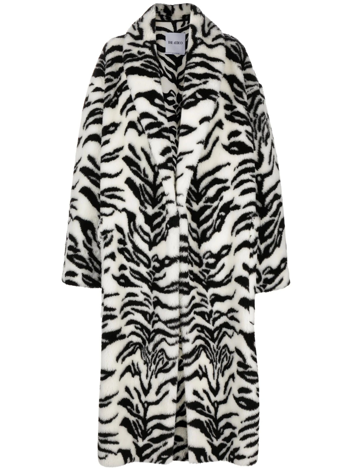 zebra-print faux-fur coat