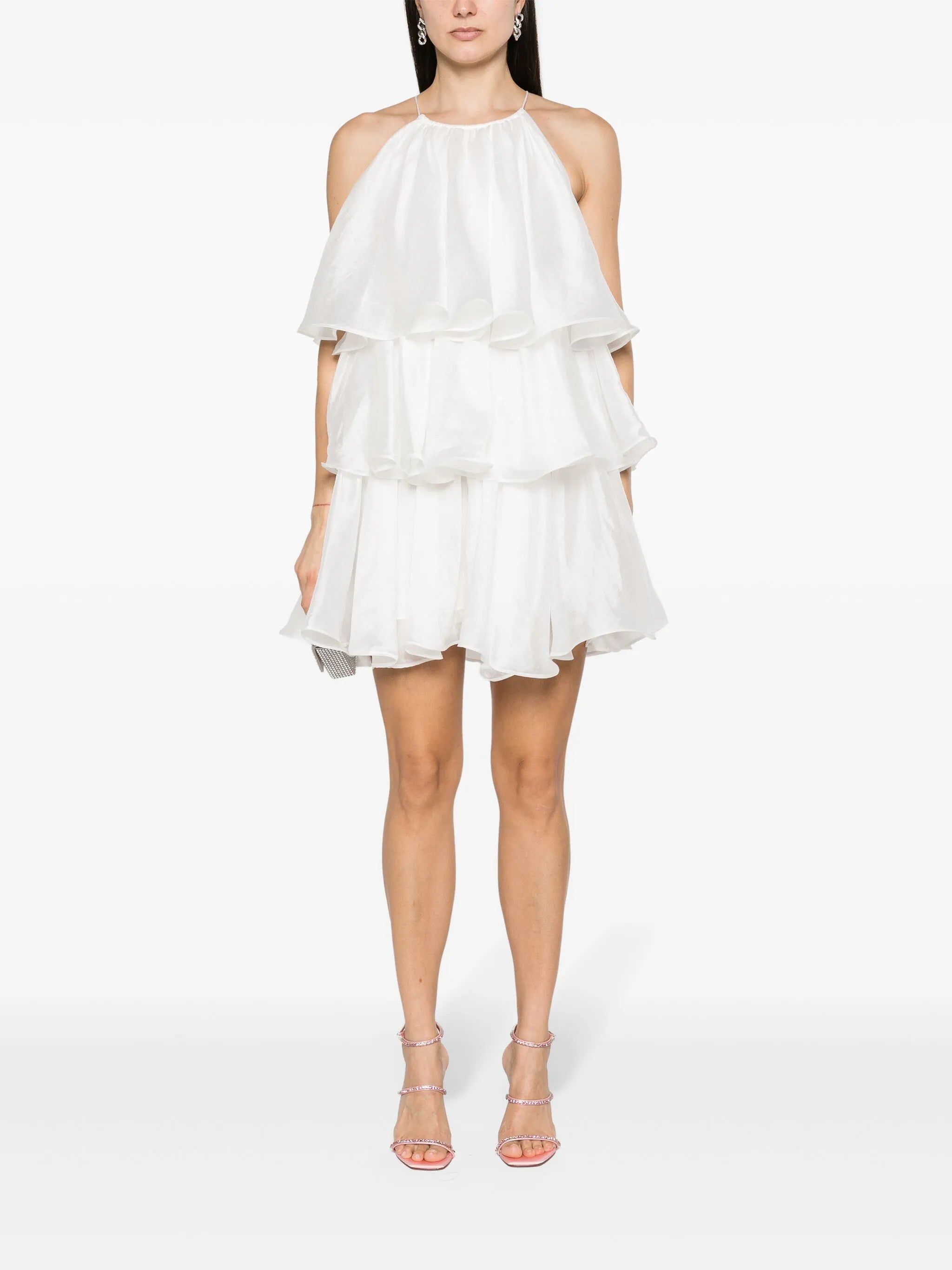 halterneck tiered minidress