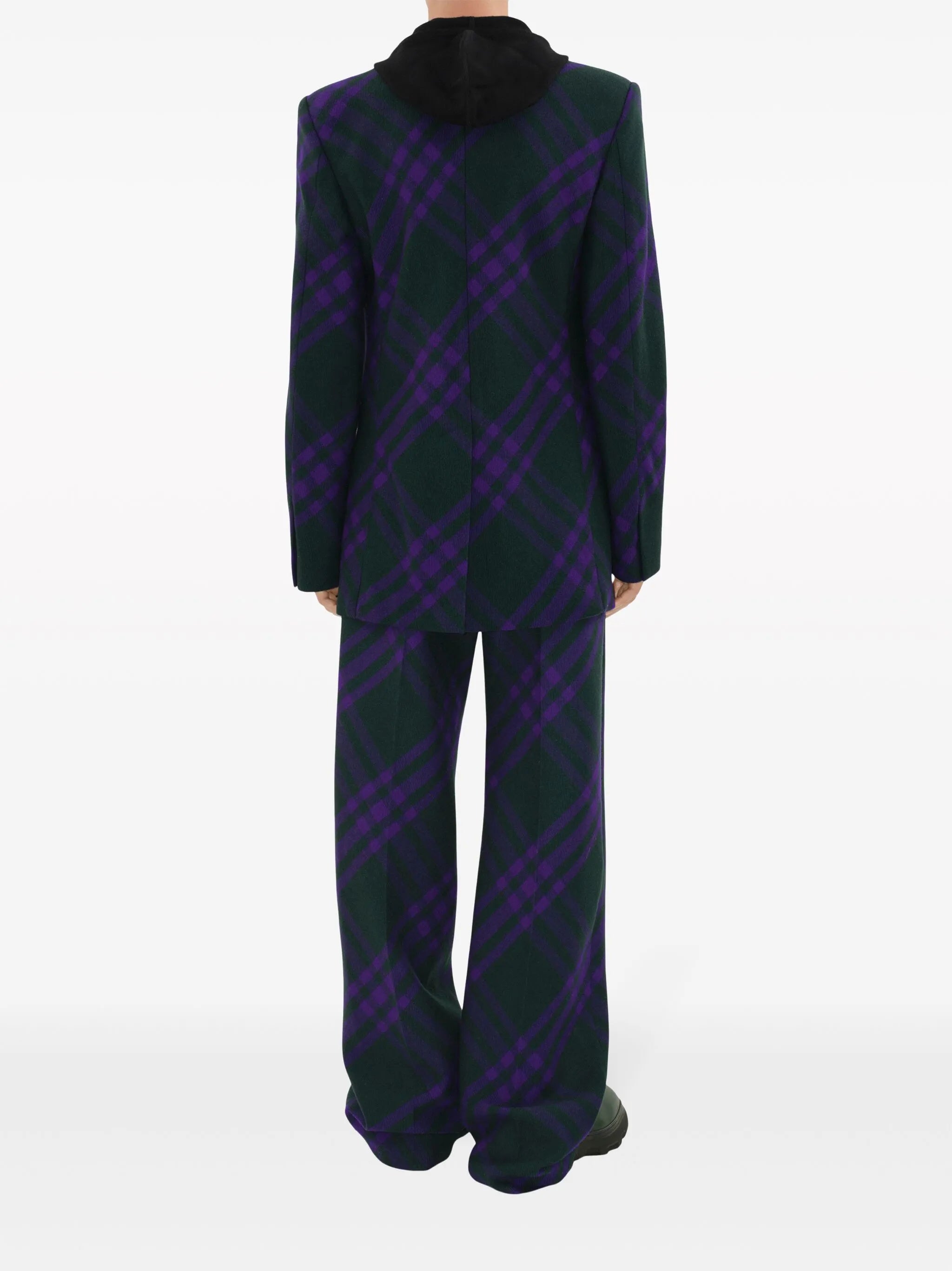 check-pattern wool trousers