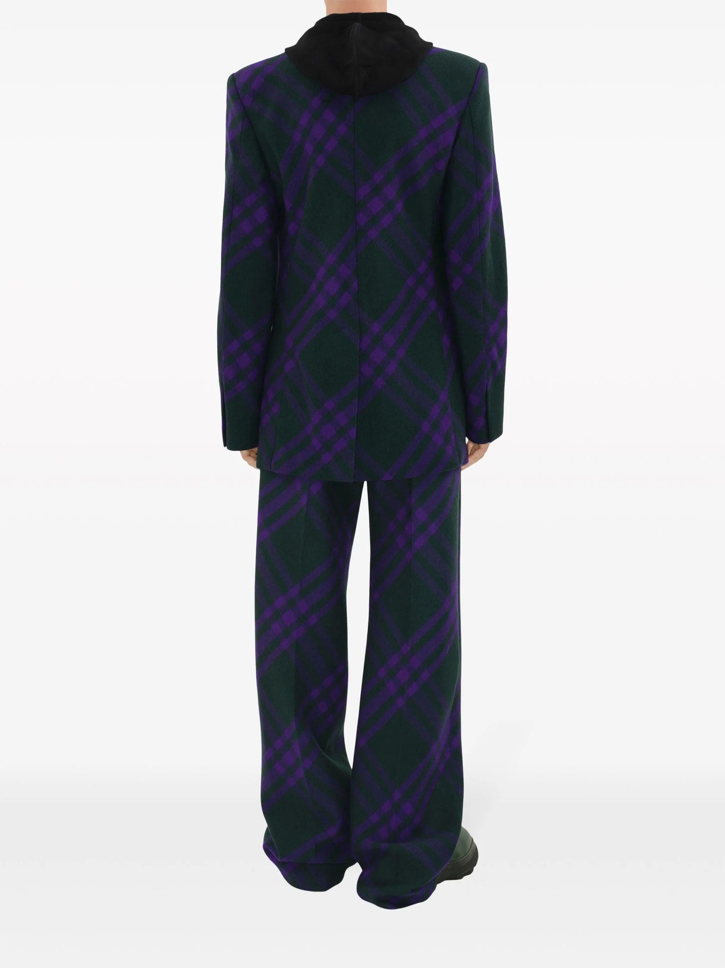check-pattern wool trousers