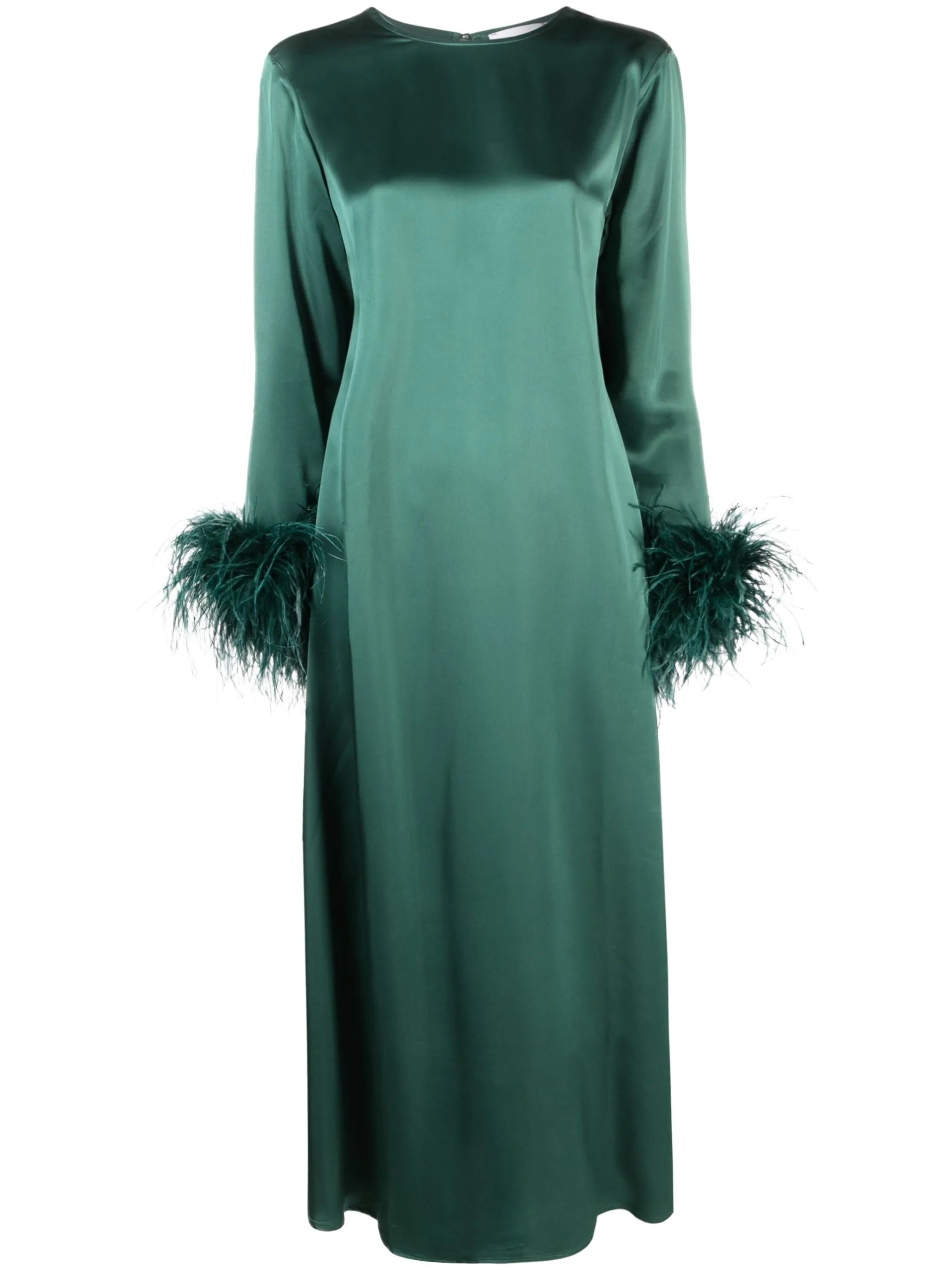 Suzy feather-cuffs maxi dress