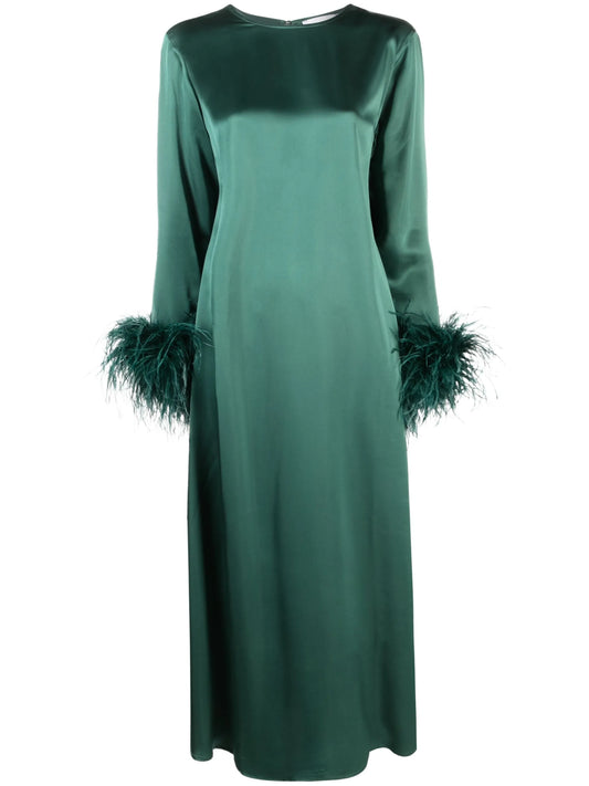 Suzy feather-cuffs maxi dress