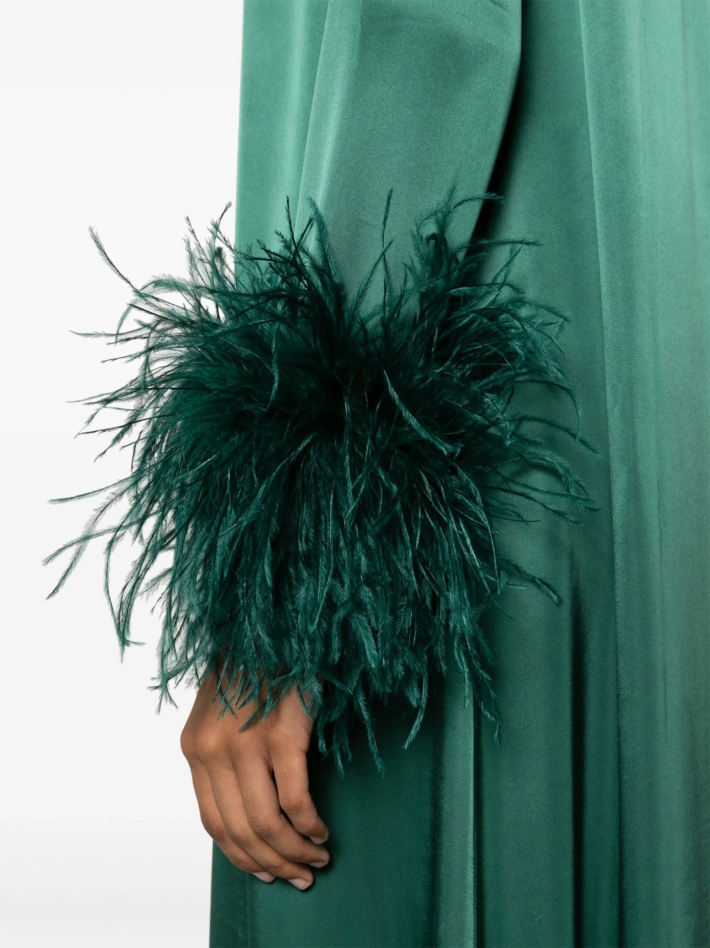 Suzy feather-cuffs maxi dress