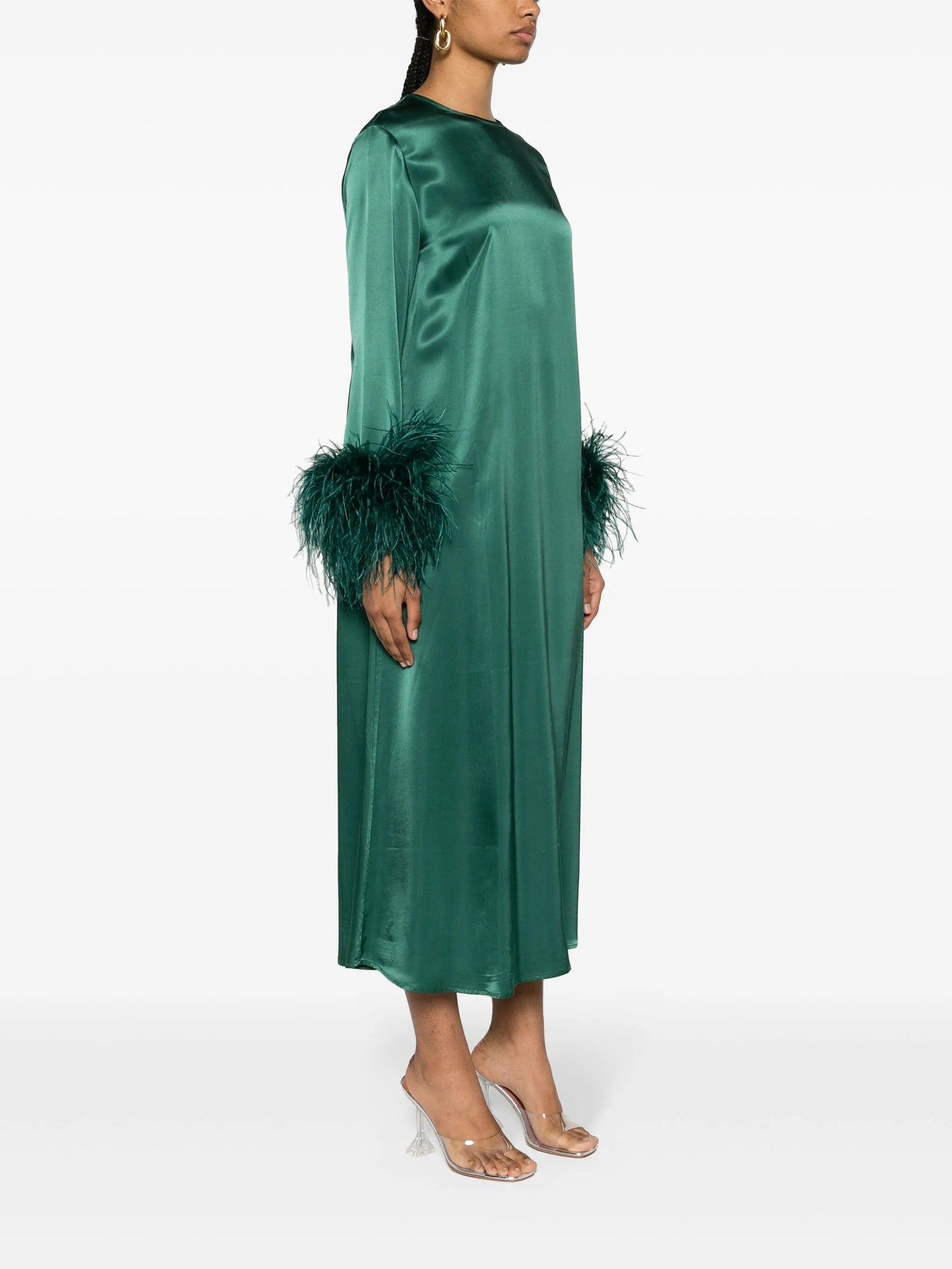Suzy feather-cuffs maxi dress