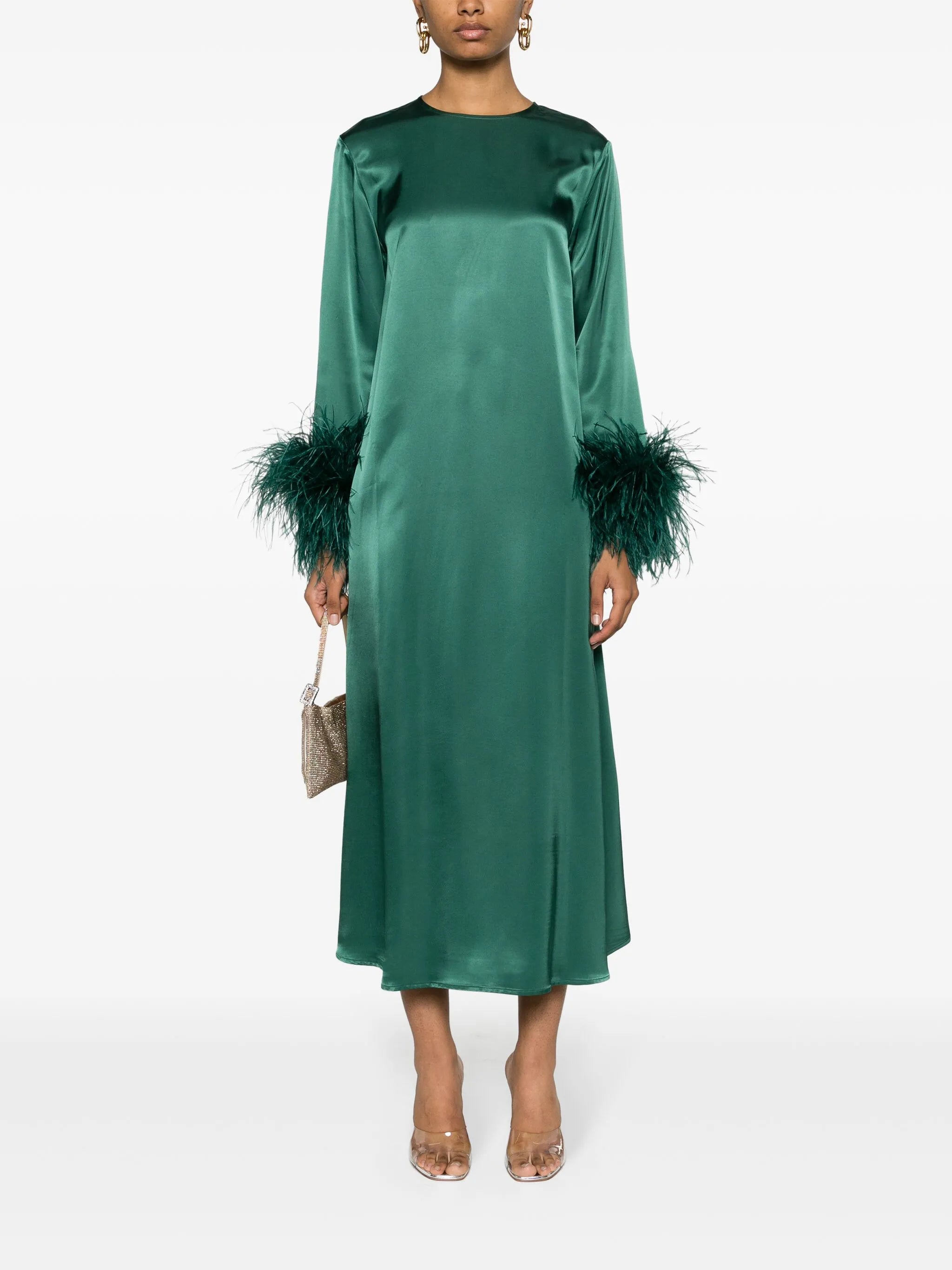Suzy feather-cuffs maxi dress
