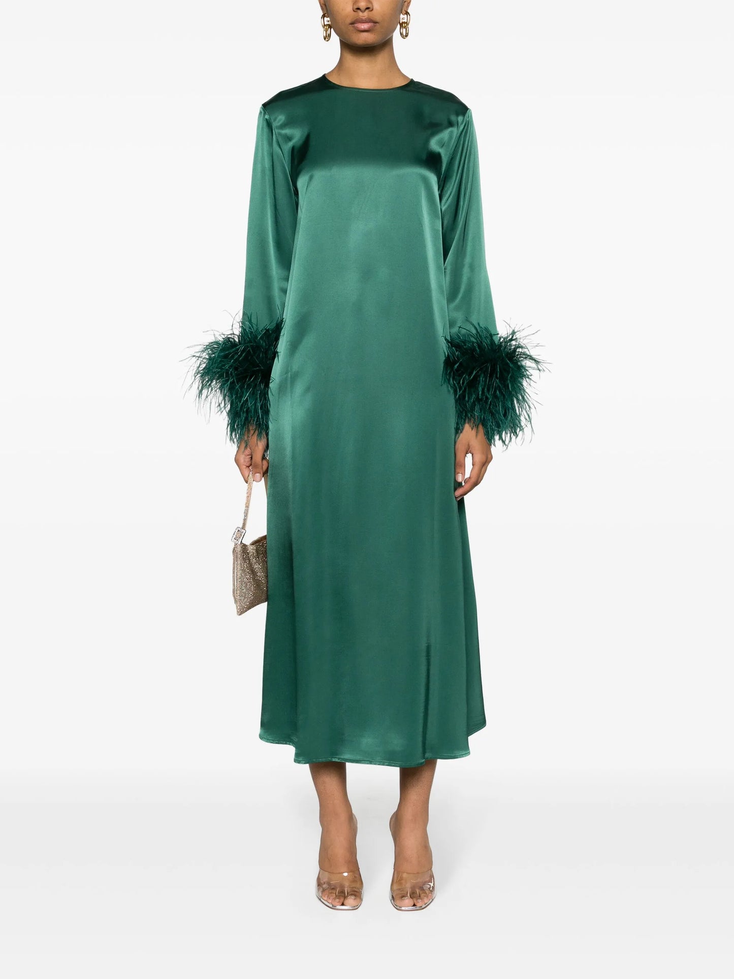 Suzy feather-cuffs maxi dress