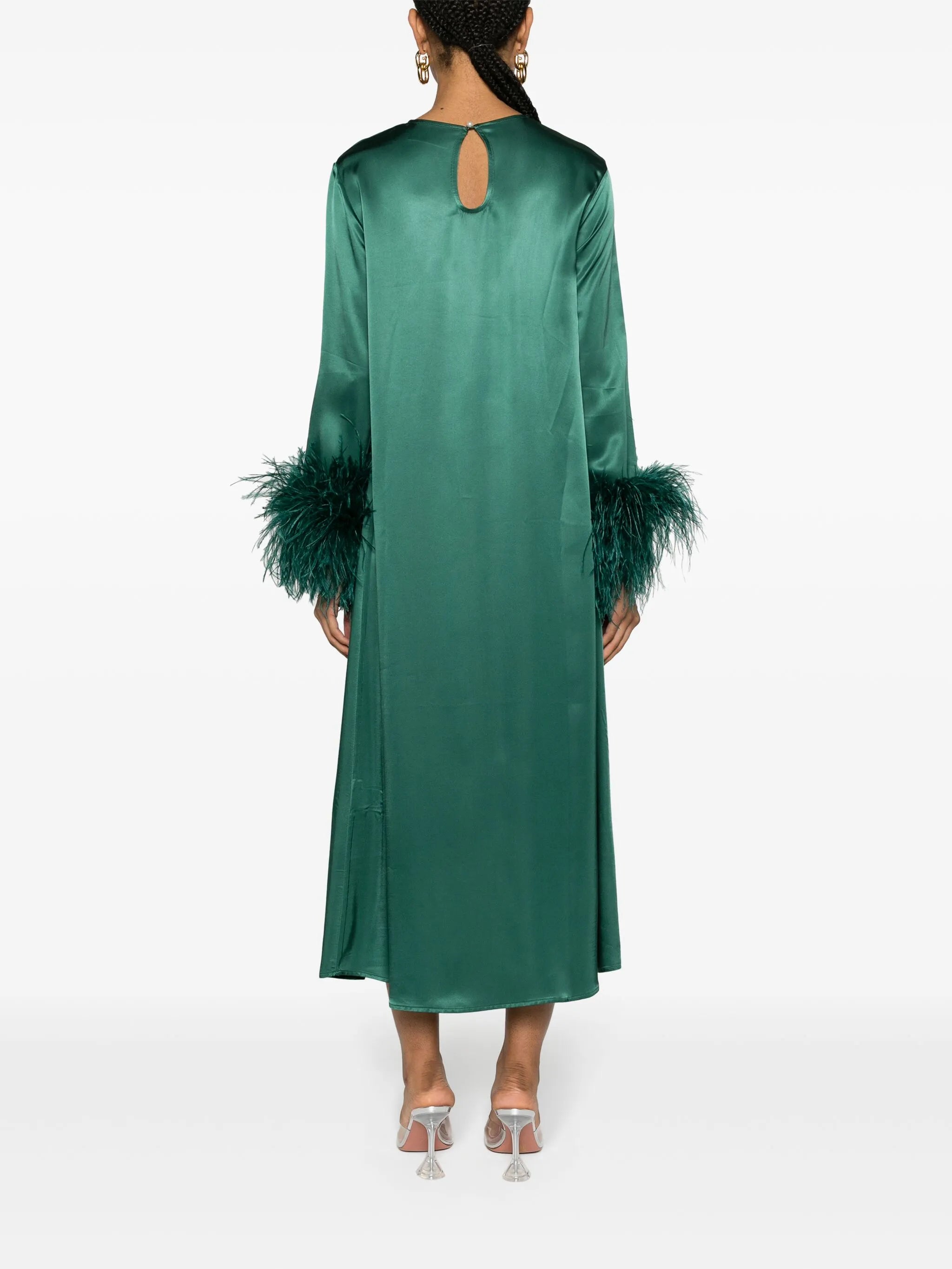 Suzy feather-cuffs maxi dress