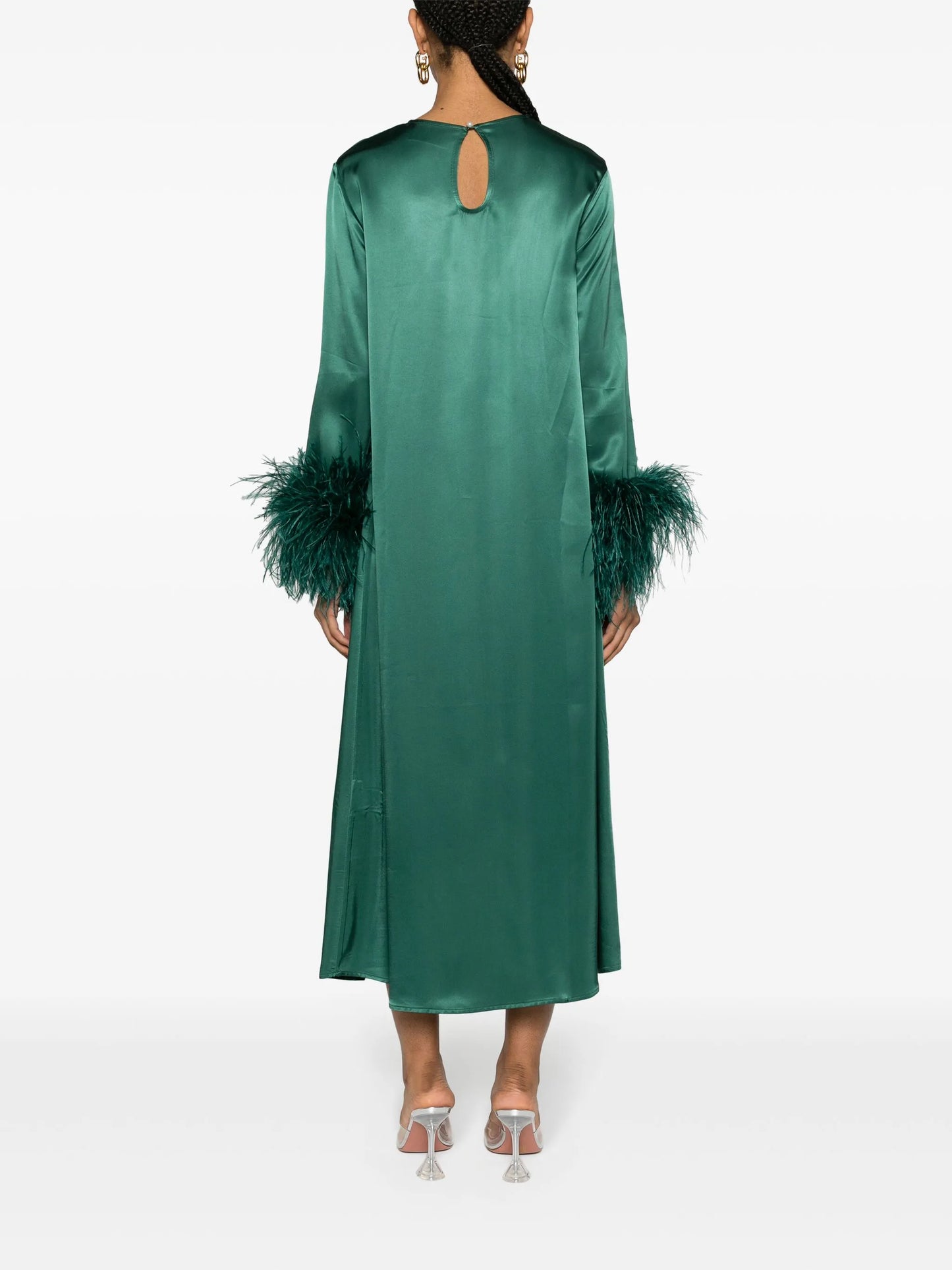 Suzy feather-cuffs maxi dress