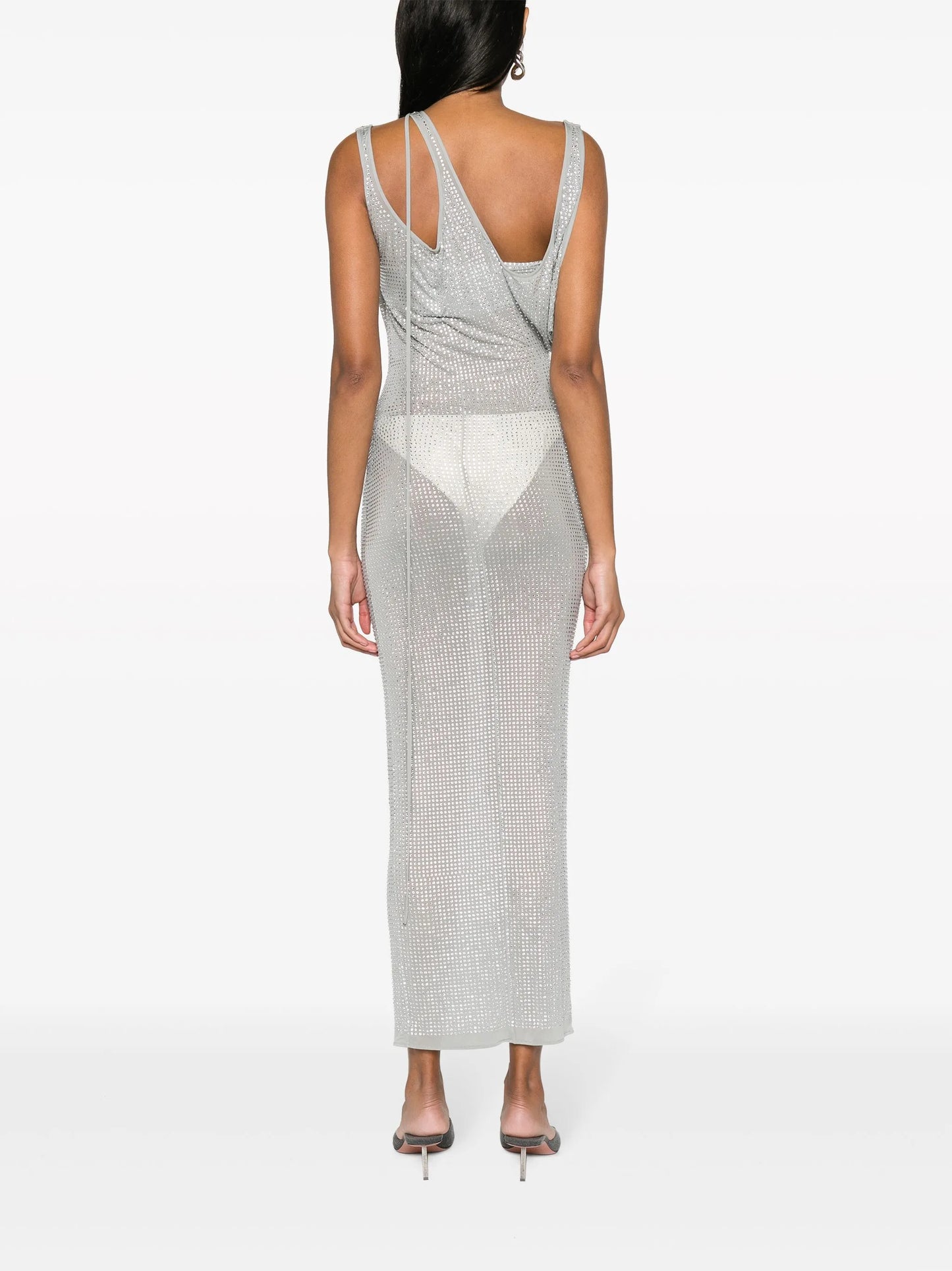 crystal-embellished semi-sheer dress