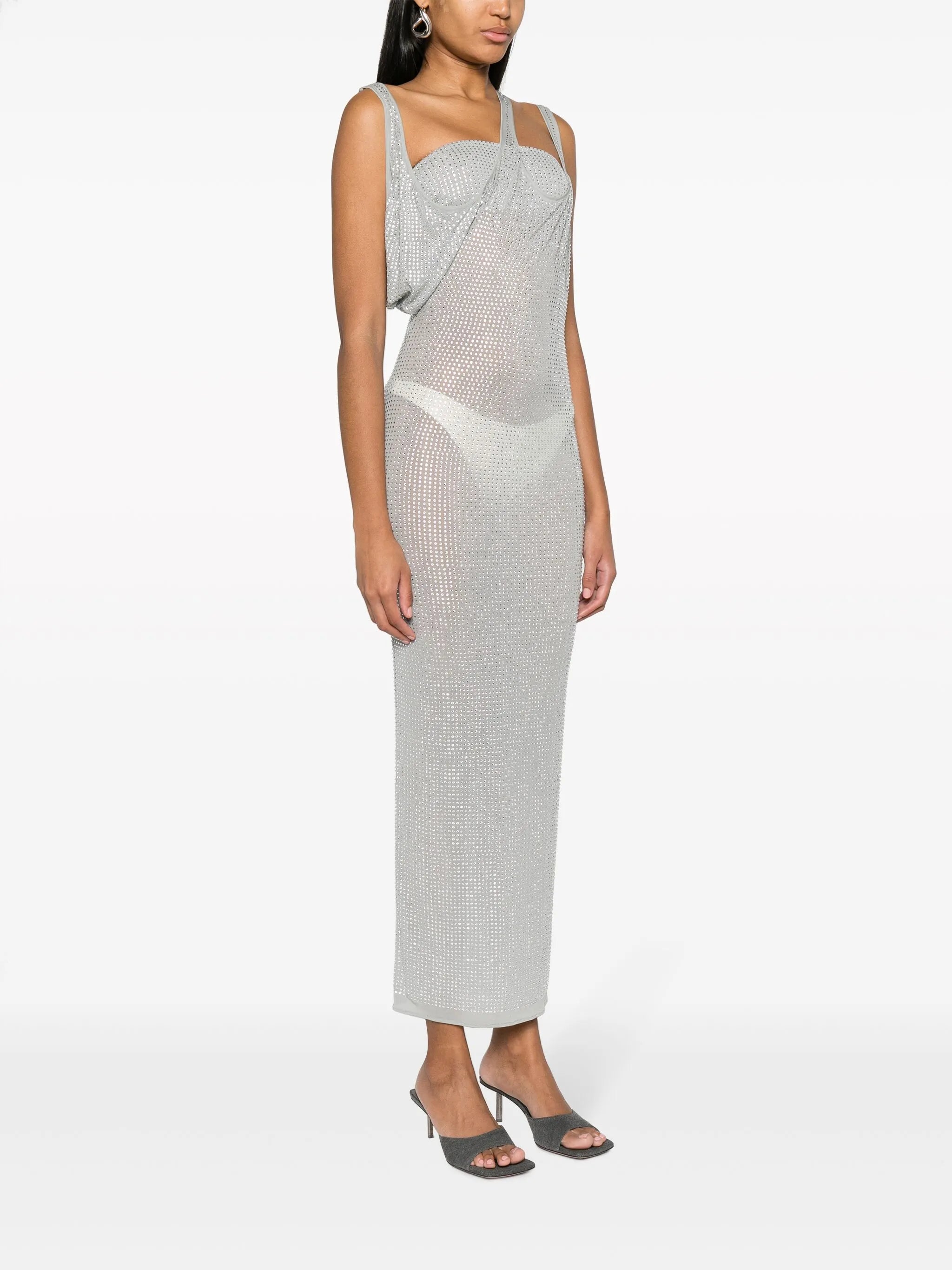 crystal-embellished semi-sheer dress