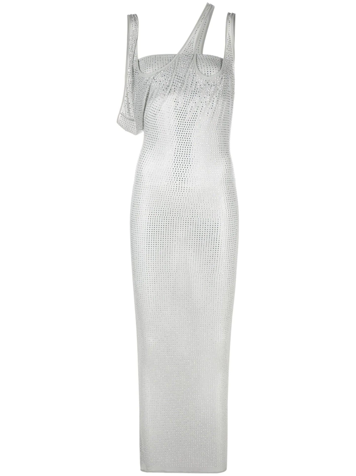 crystal-embellished semi-sheer dress