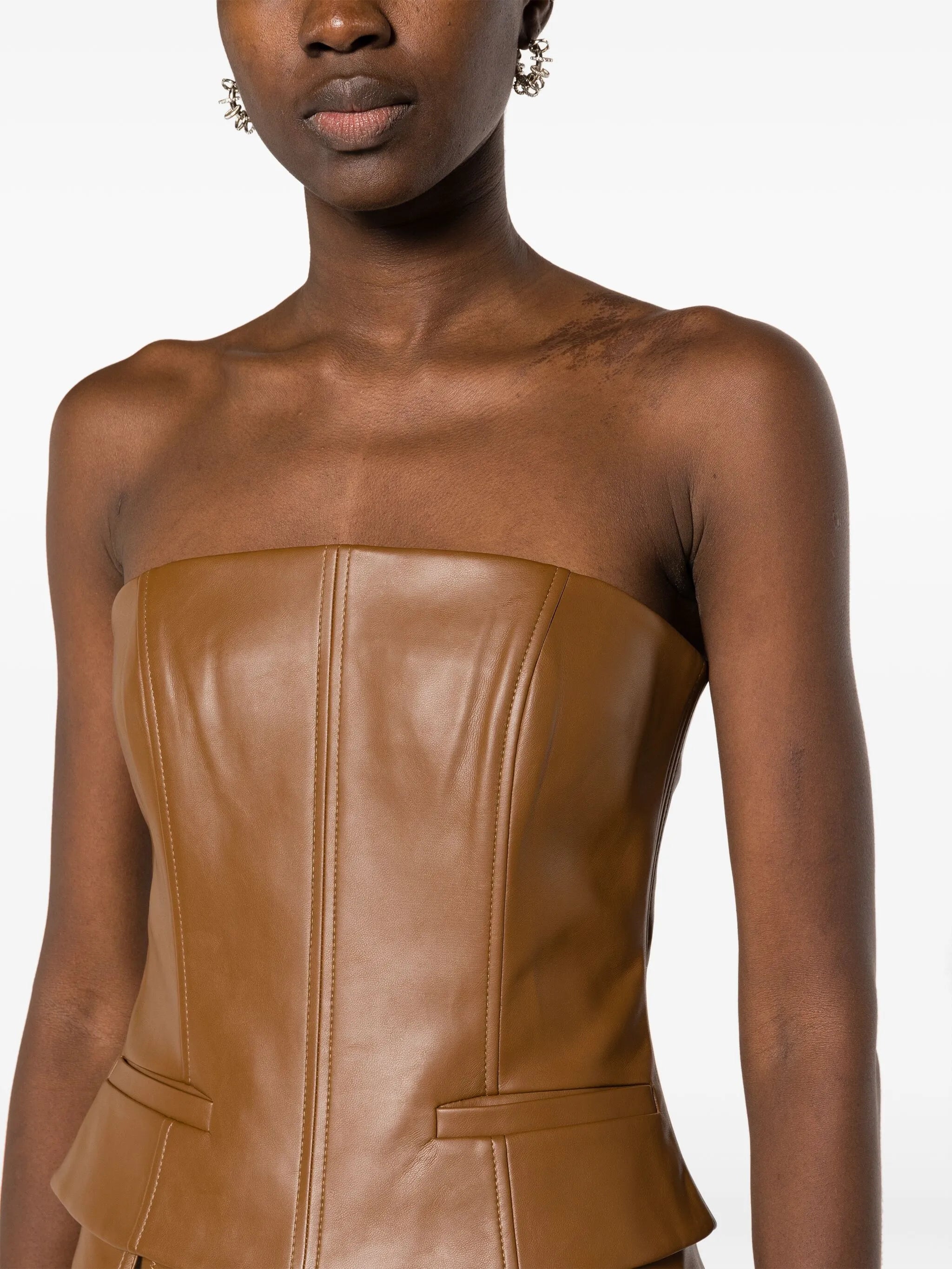 Uro faux-leather bandeau top