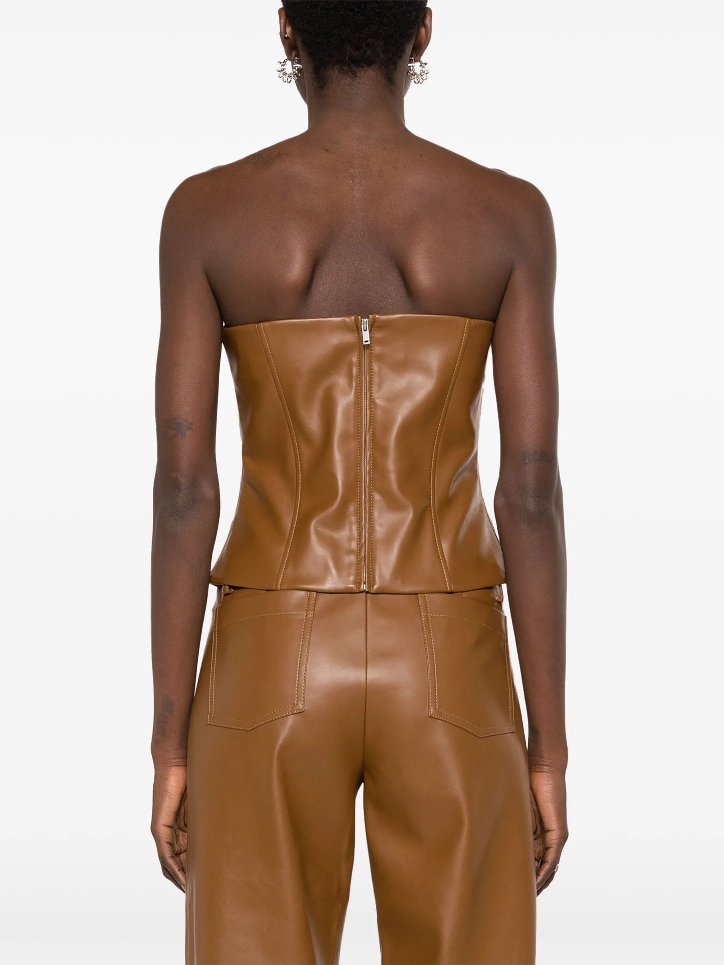 Uro faux-leather bandeau top