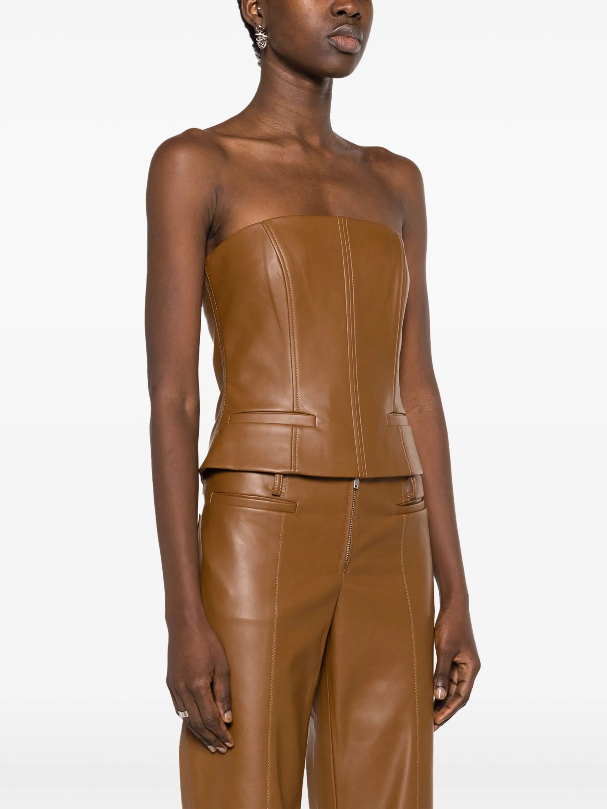 Uro faux-leather bandeau top