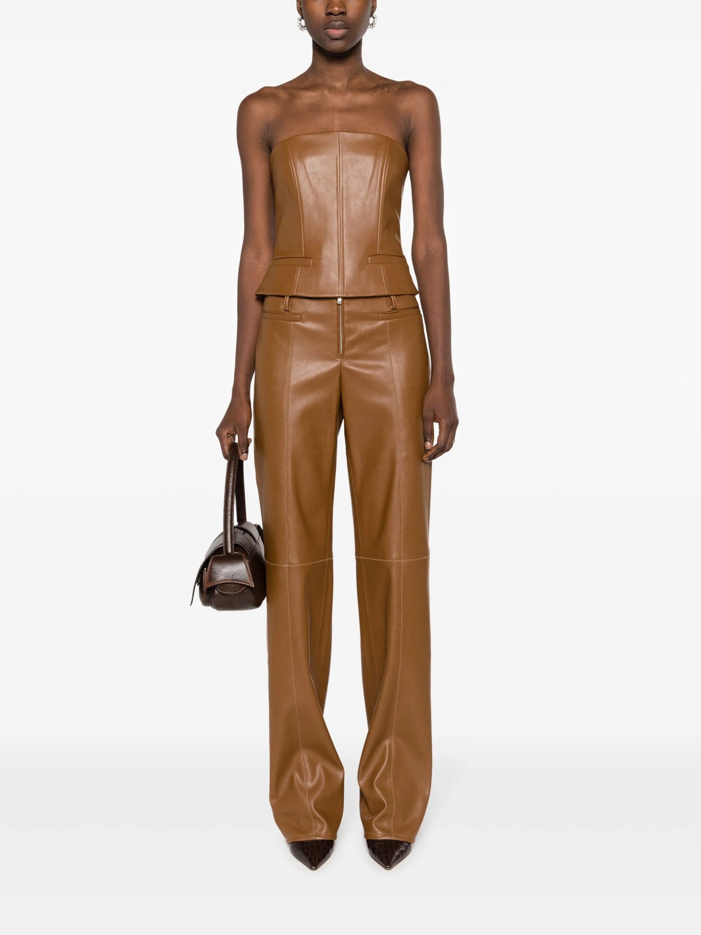 Uro faux-leather bandeau top