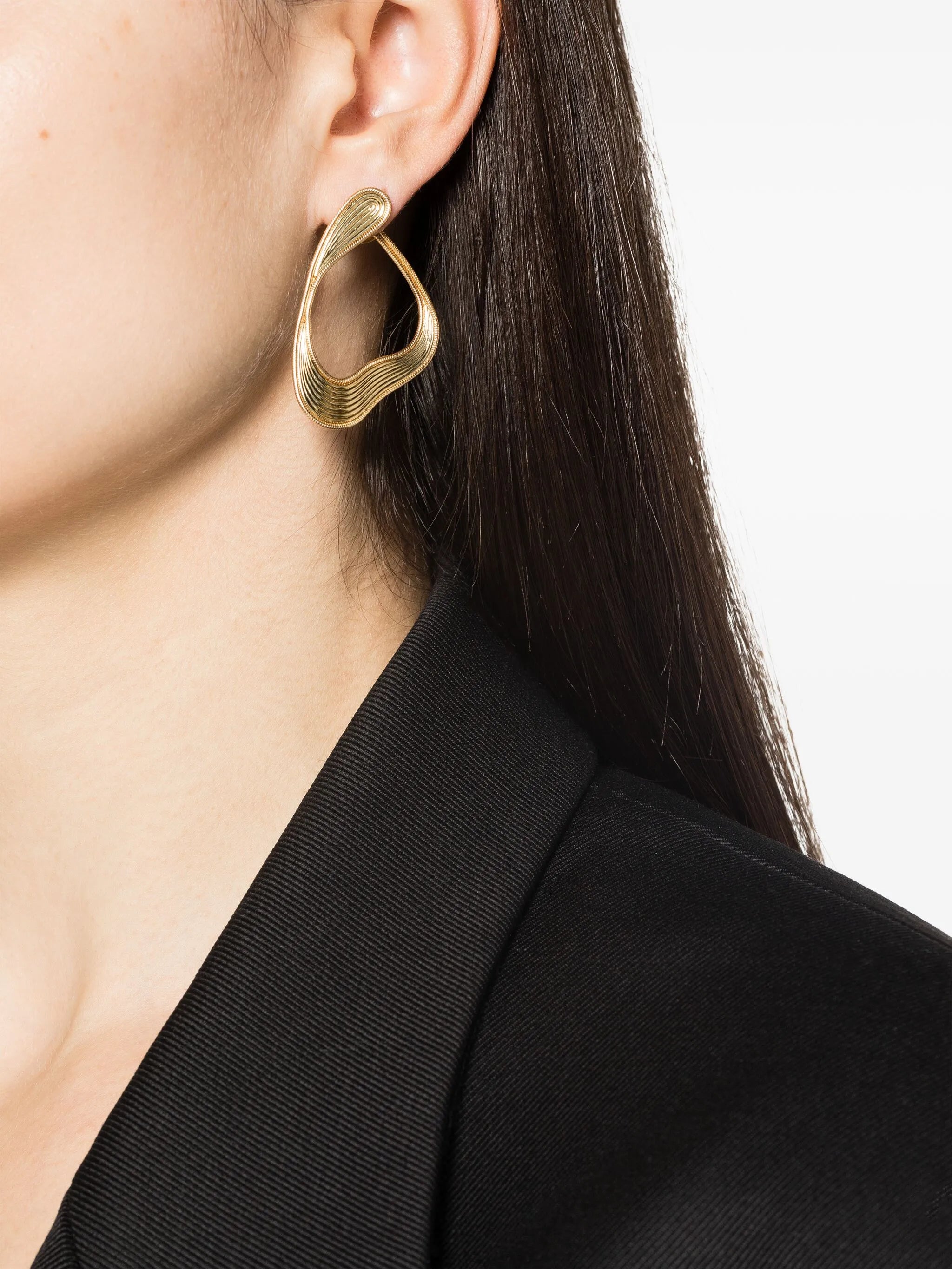 18kt yellow gold Stream Lines drop earrings