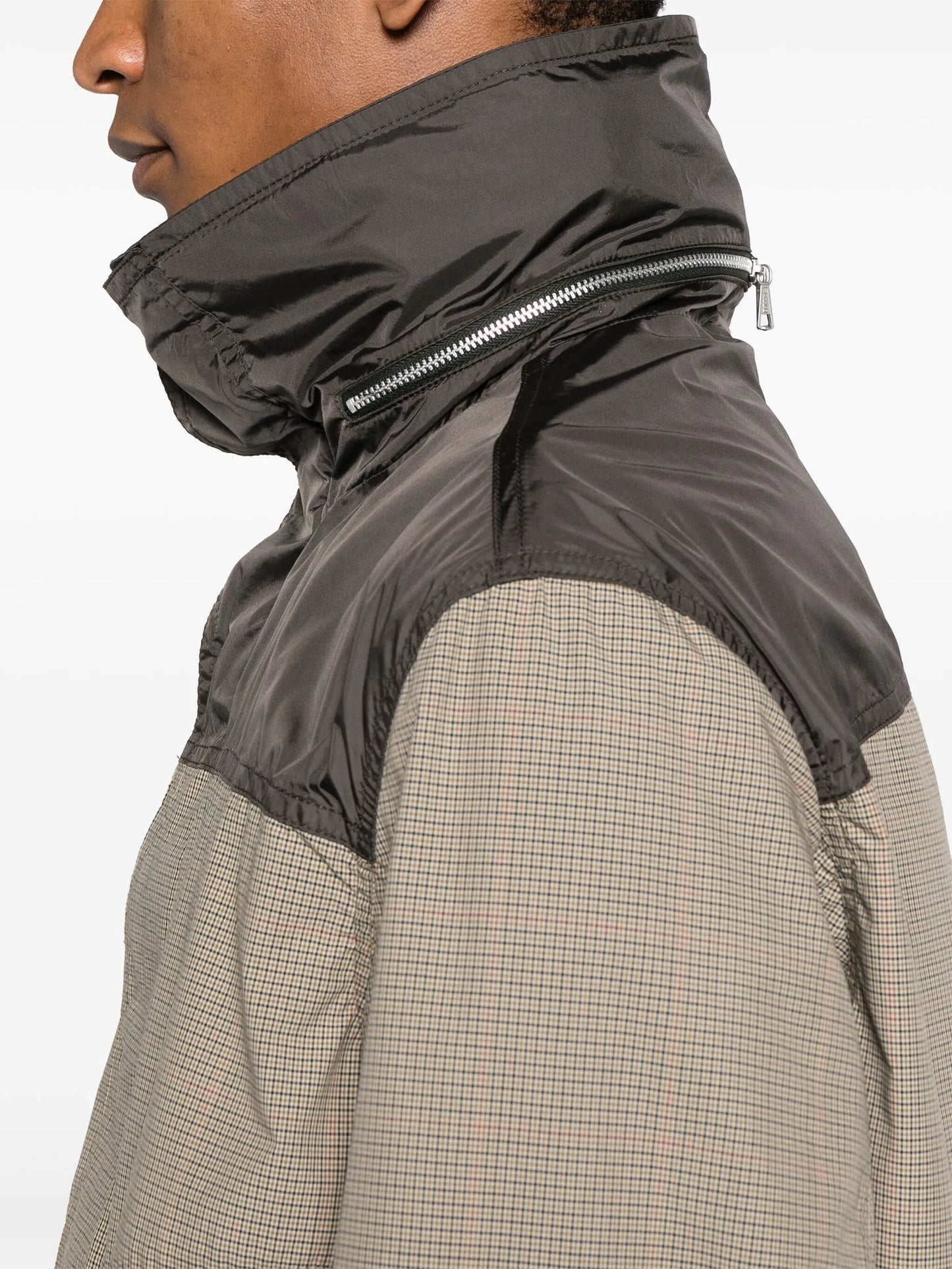Shigatsu plaid-check hooded jacket
