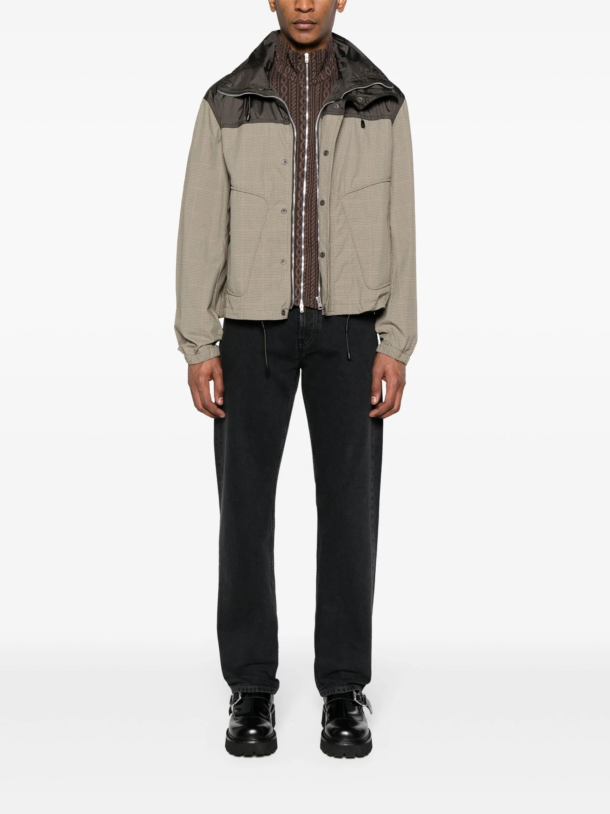 Shigatsu plaid-check hooded jacket