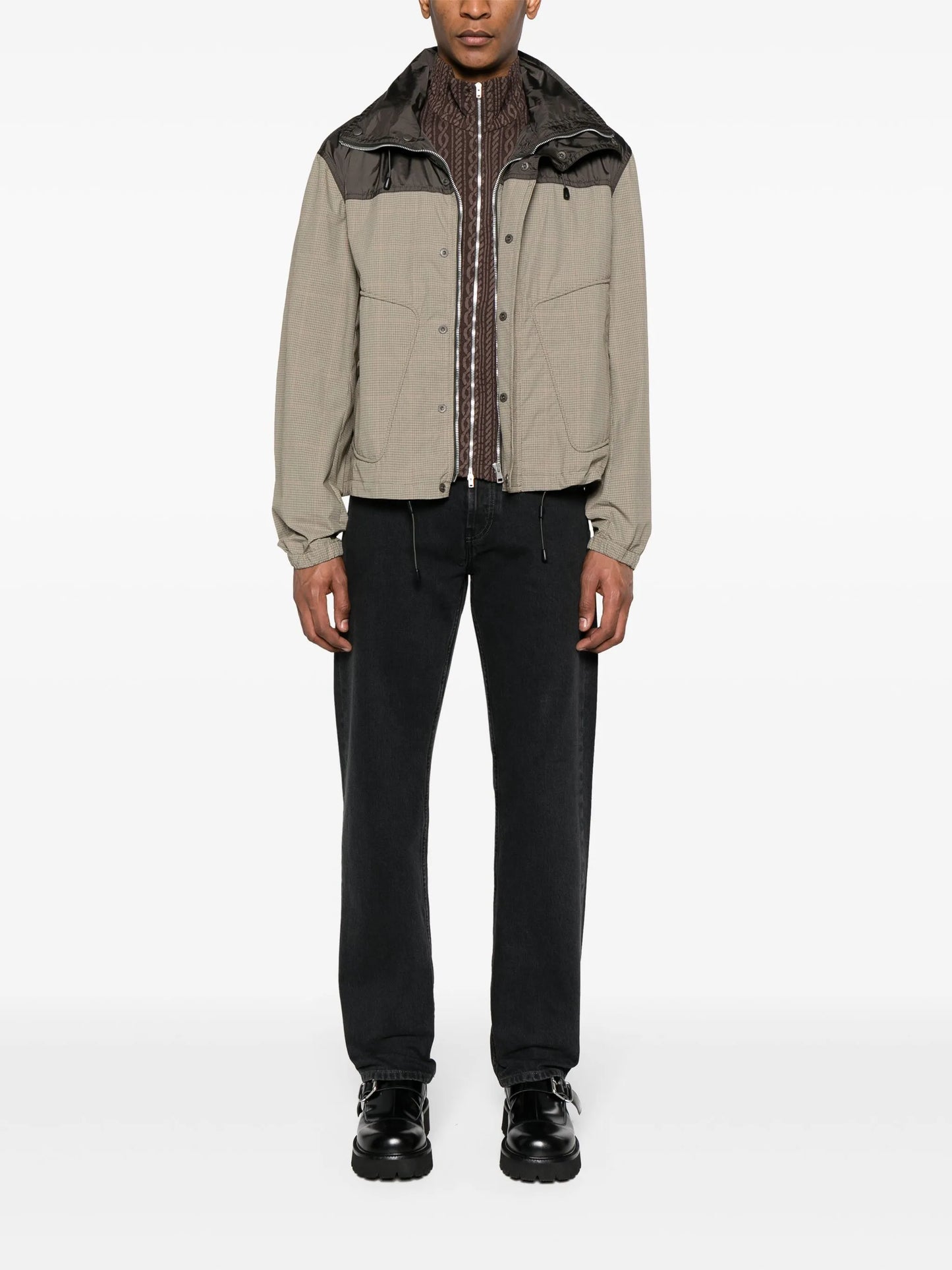 Shigatsu plaid-check hooded jacket