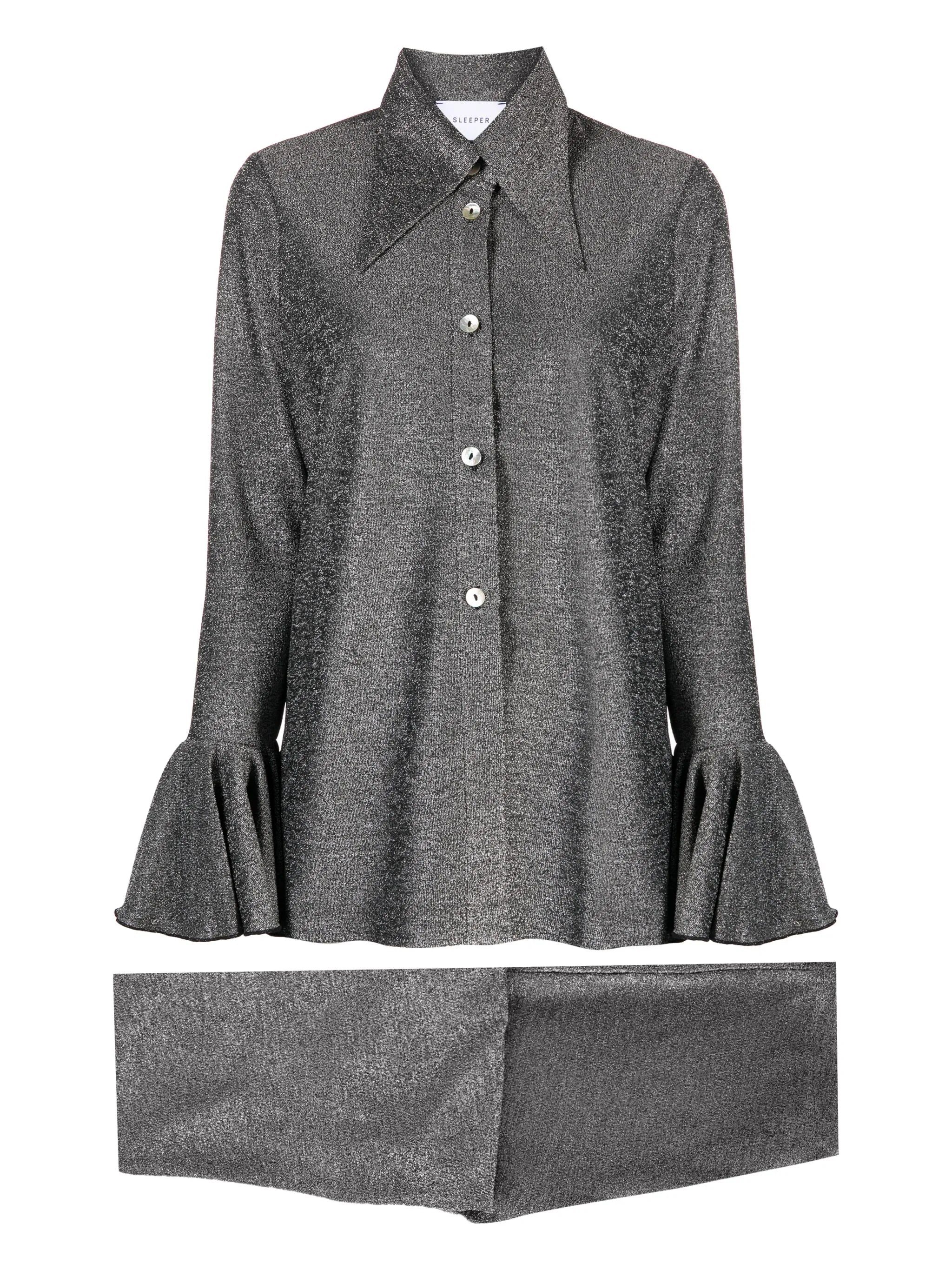 ruffle-trim lurex pyjama (set of two)