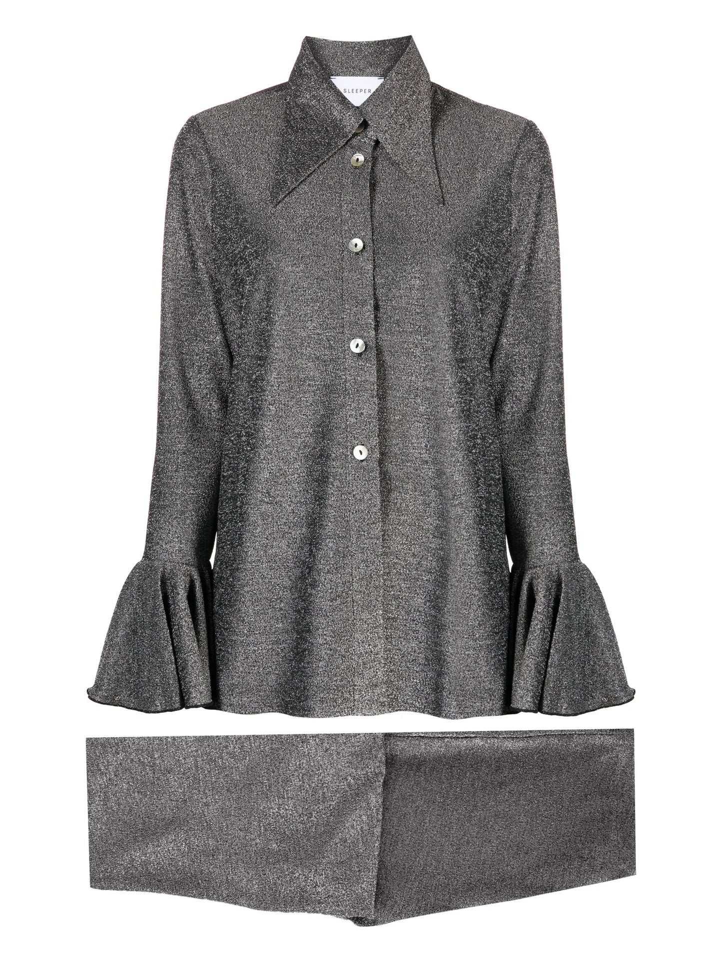 ruffle-trim lurex pyjama (set of two)