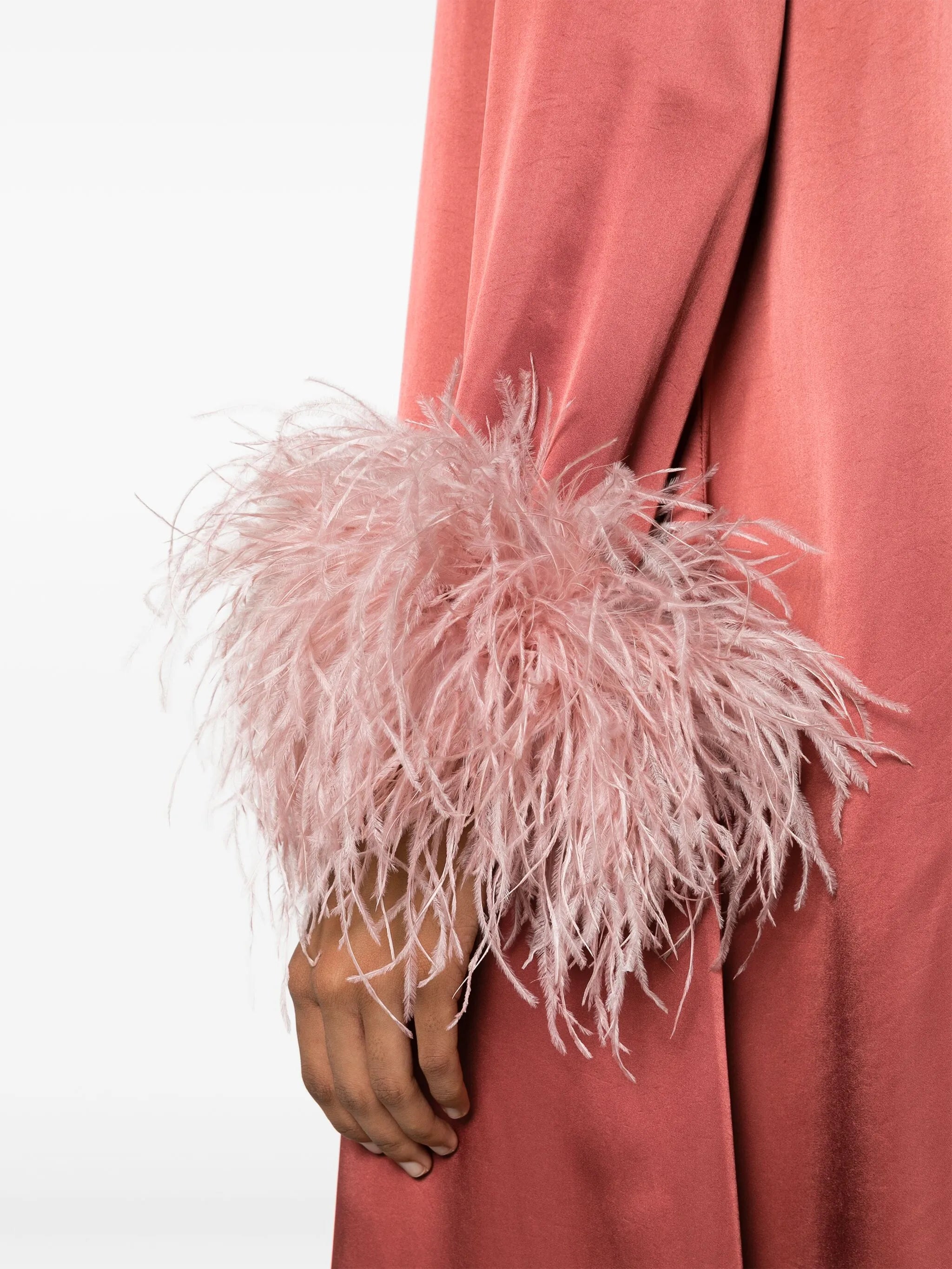 Suzy feather-cuffs maxi dress