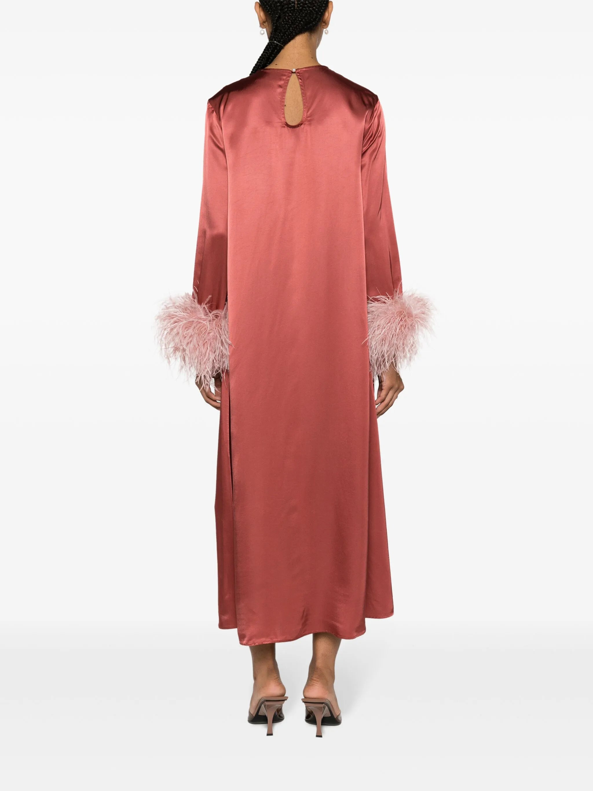 Suzy feather-cuffs maxi dress