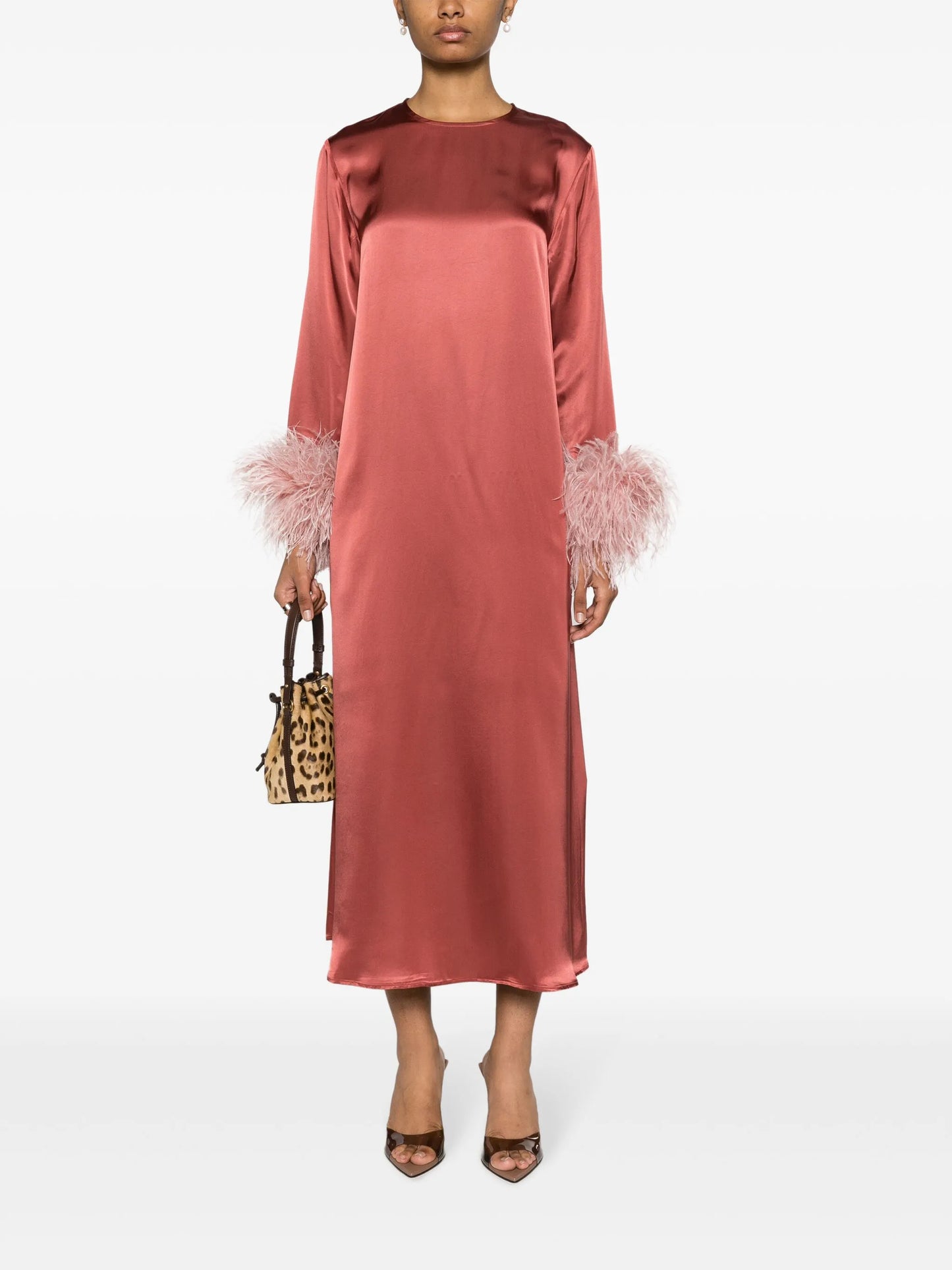 Suzy feather-cuffs maxi dress