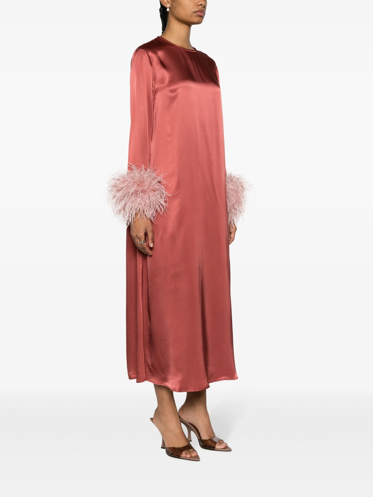 Suzy feather-cuffs maxi dress