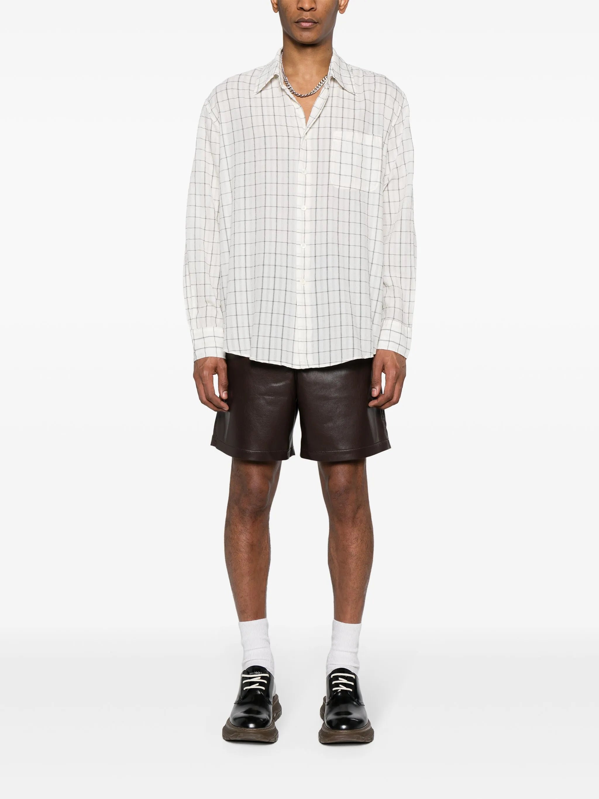 Above checked shirt