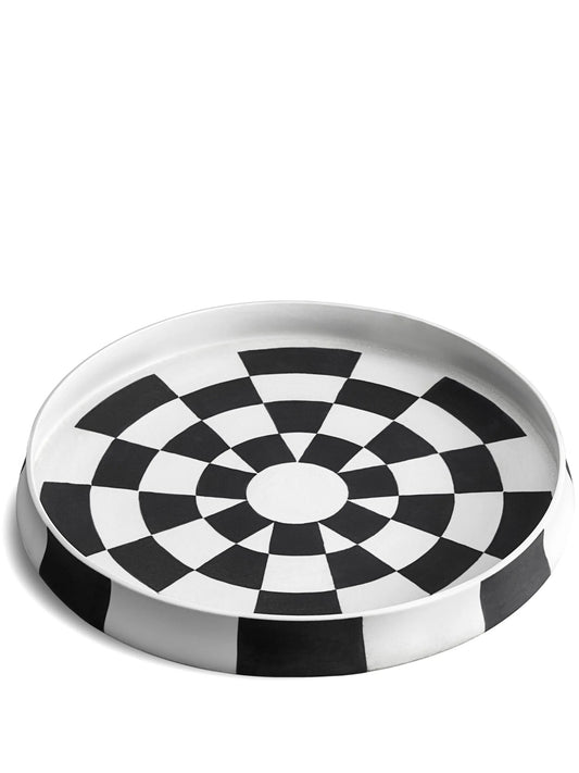 Damier porcelain round platter (42cm)
