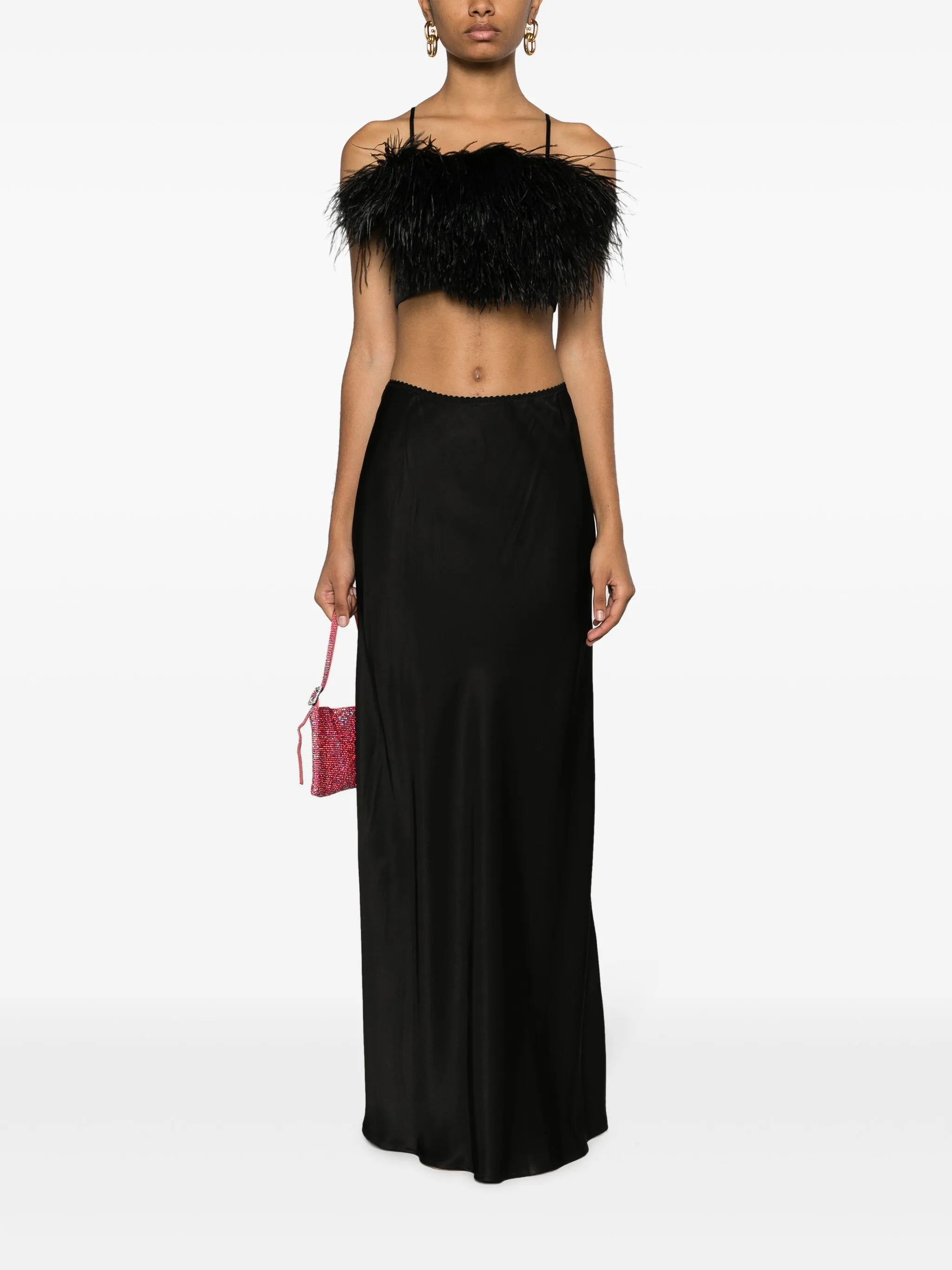Boheme feather satin top