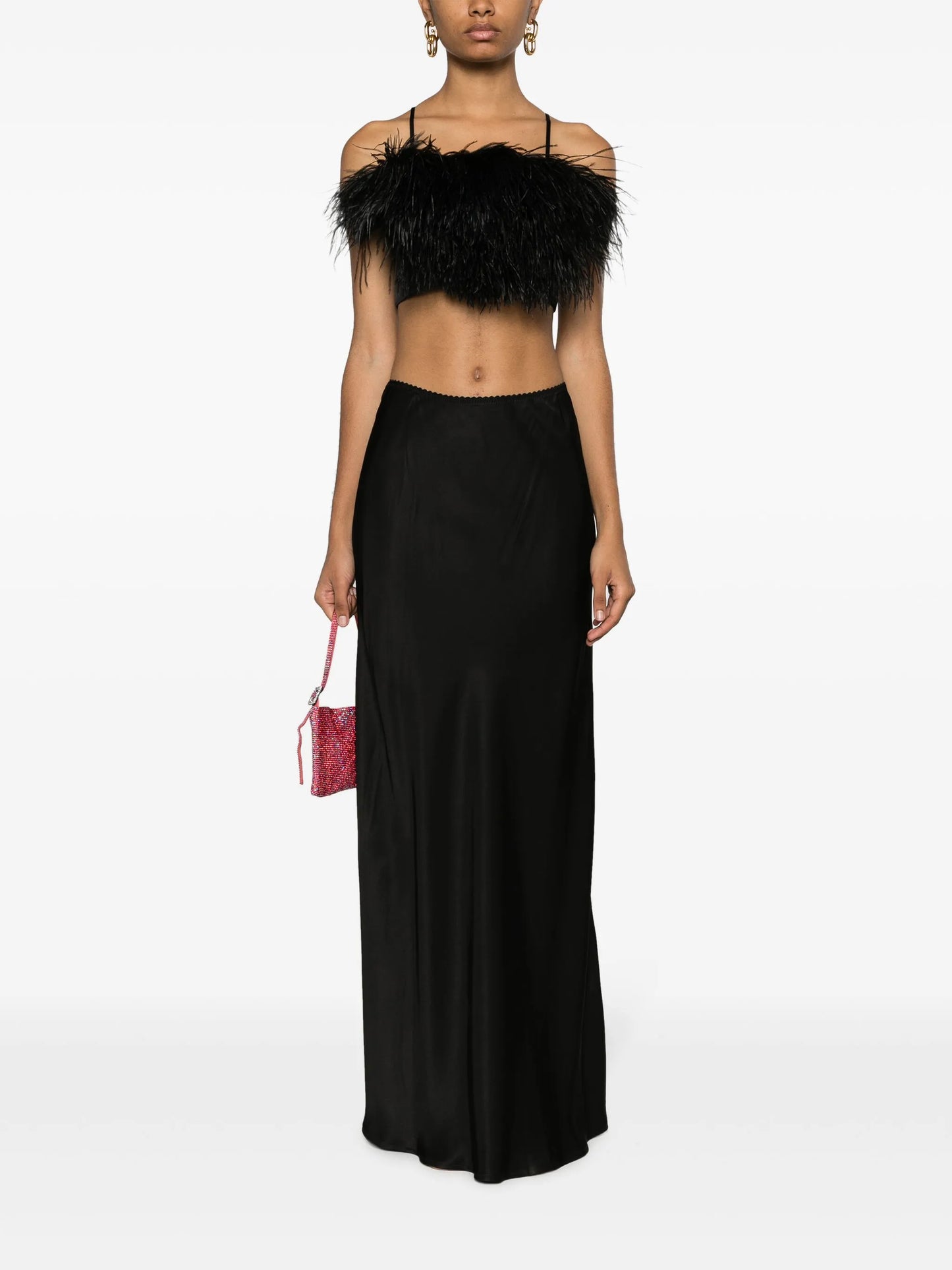 Boheme feather satin top